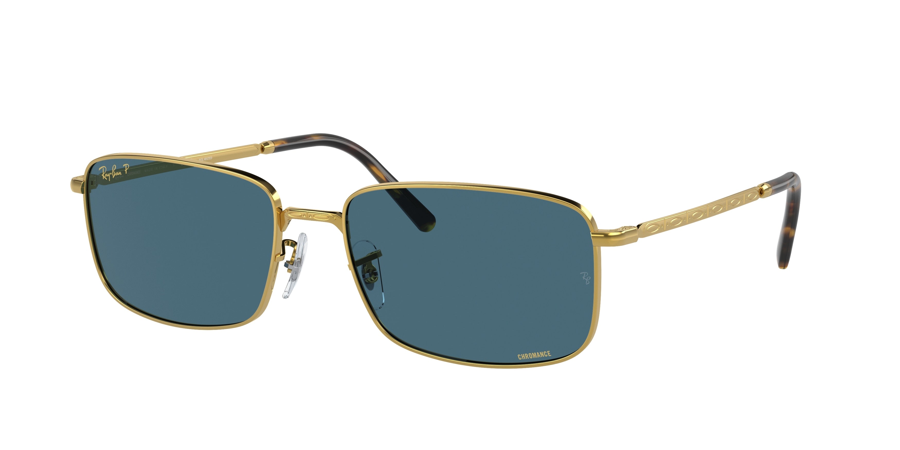 Ray-Ban RB3717 Rectangle Sunglasses  9196S2-Gold 57-145-18 - Color Map Gold