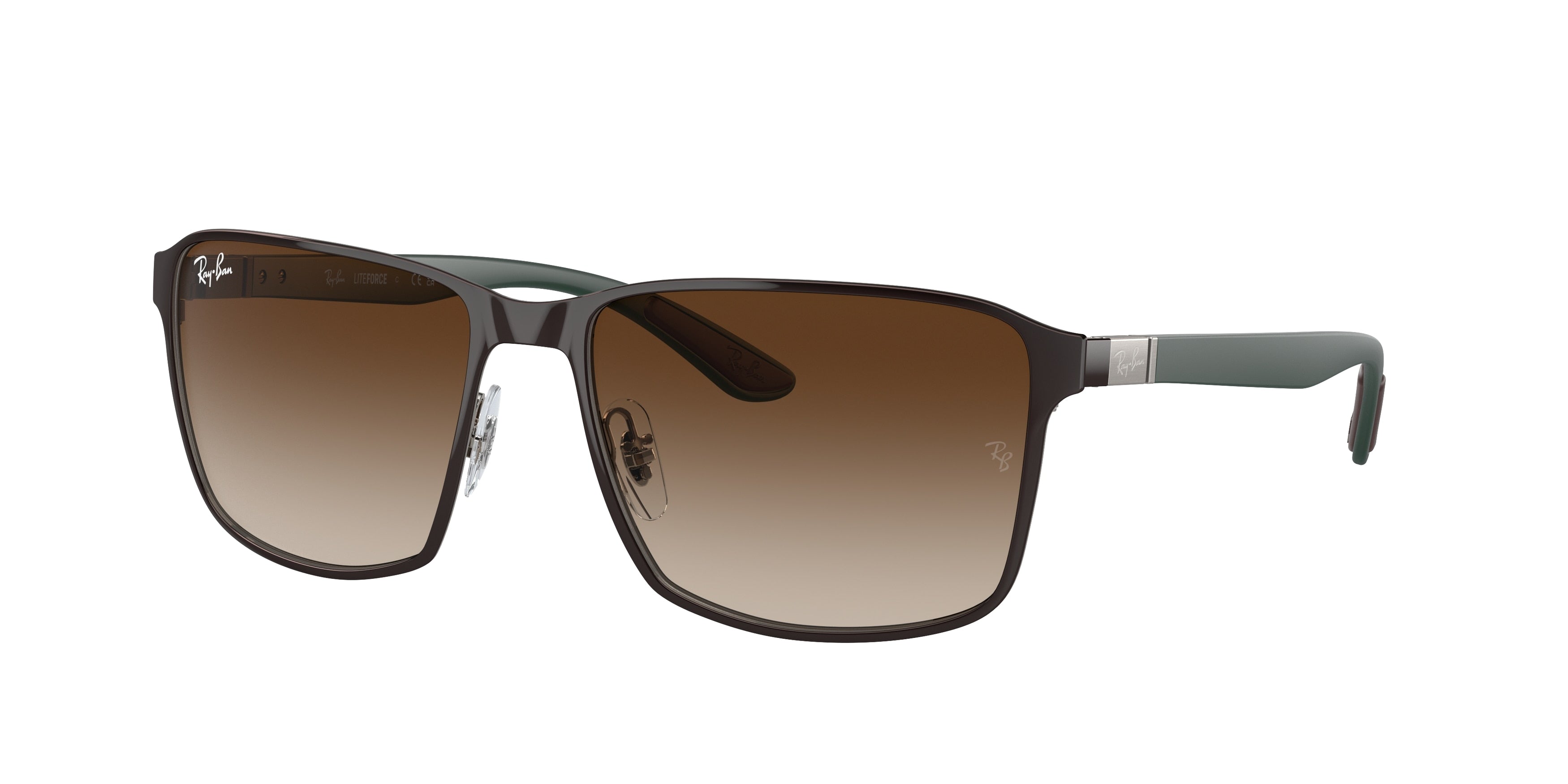 Ray-Ban RB3721 Square Sunglasses  188/13-Brown On Gunmetal 59-145-17 - Color Map Brown