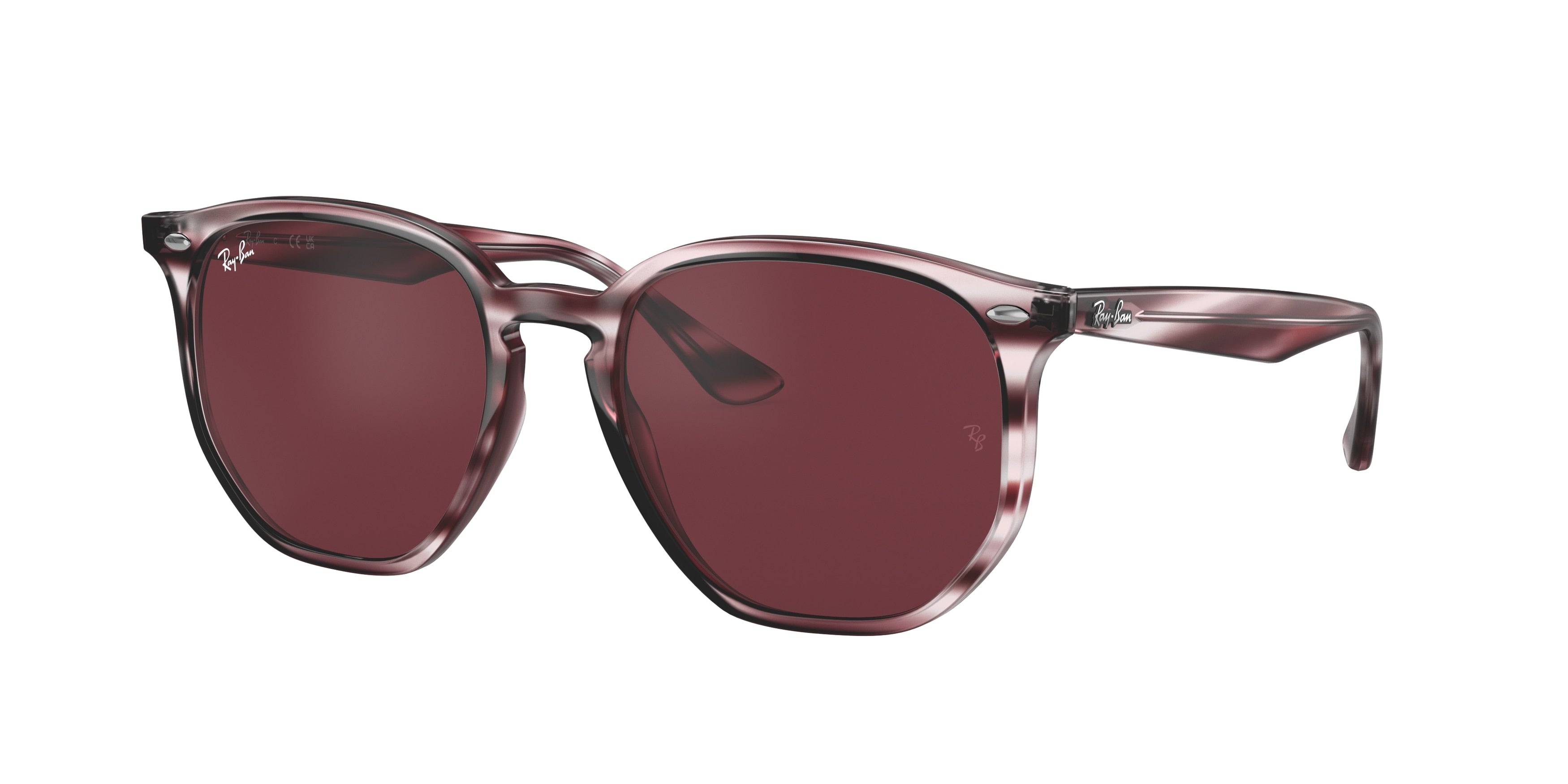 Ray-Ban RB4306 Irregular Sunglasses  643175-Striped Bordeaux Havana 54-145-19 - Color Map Red