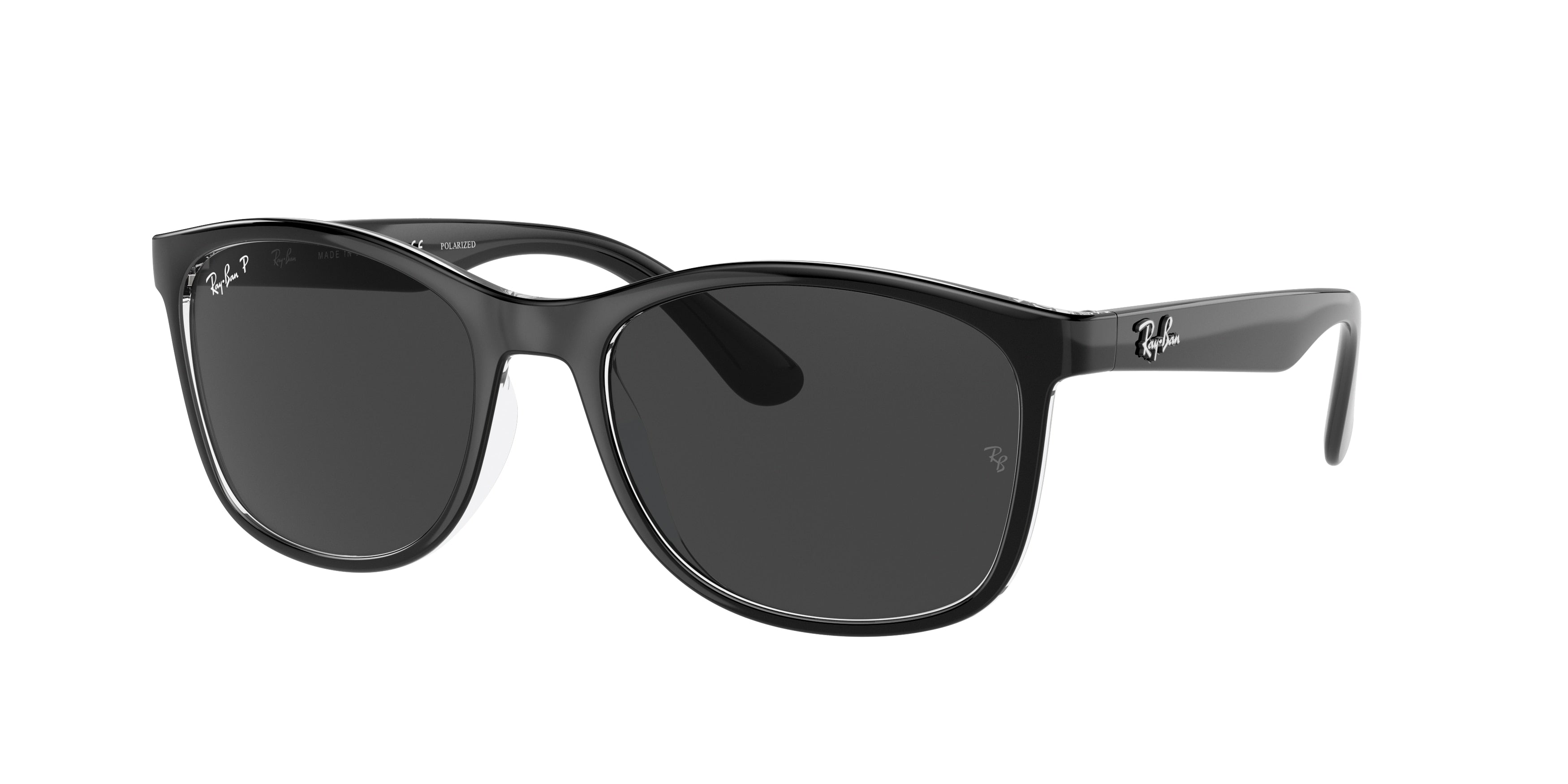 Ray-Ban RB4374 Square Sunglasses  603948-Black On Transparent 56-145-19 - Color Map Black