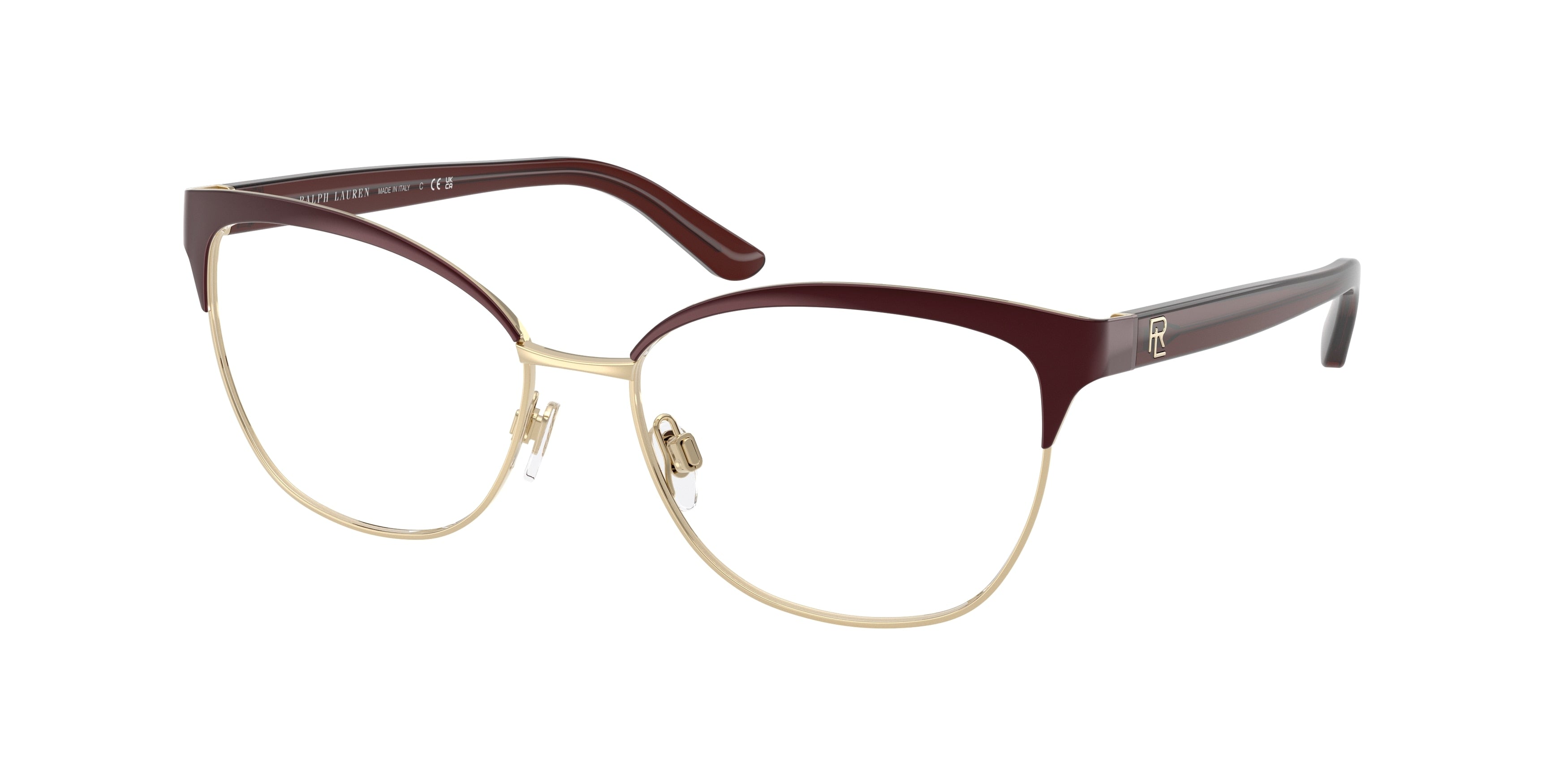 Ralph Lauren RL5099 Cat Eye Eyeglasses  9395-Shiny Dark Red On Pale Gold 55-140-16 - Color Map Red