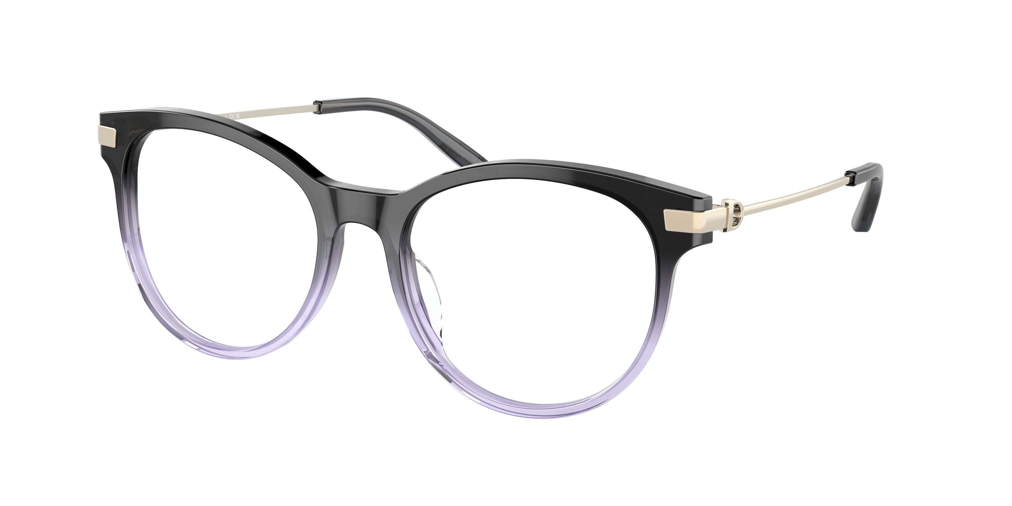 Ralph Lauren RL6231U Round Eyeglasses  6021-Shiny Grad Black/ Transp Blue 53-145-18 - Color Map Black