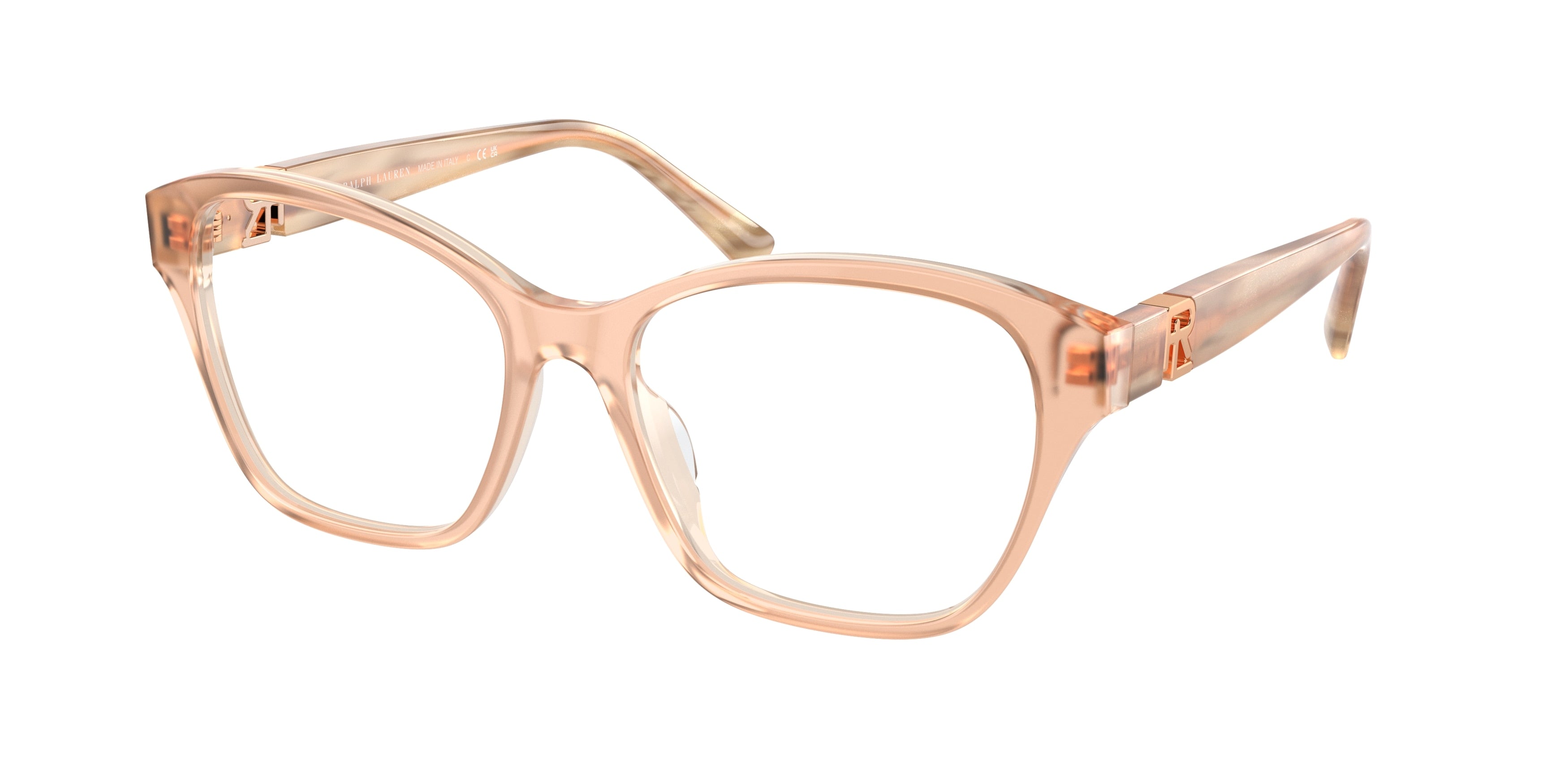 Ralph Lauren RL6236U Square Eyeglasses  6110-Transparent Pink 55-145-17 - Color Map Pink