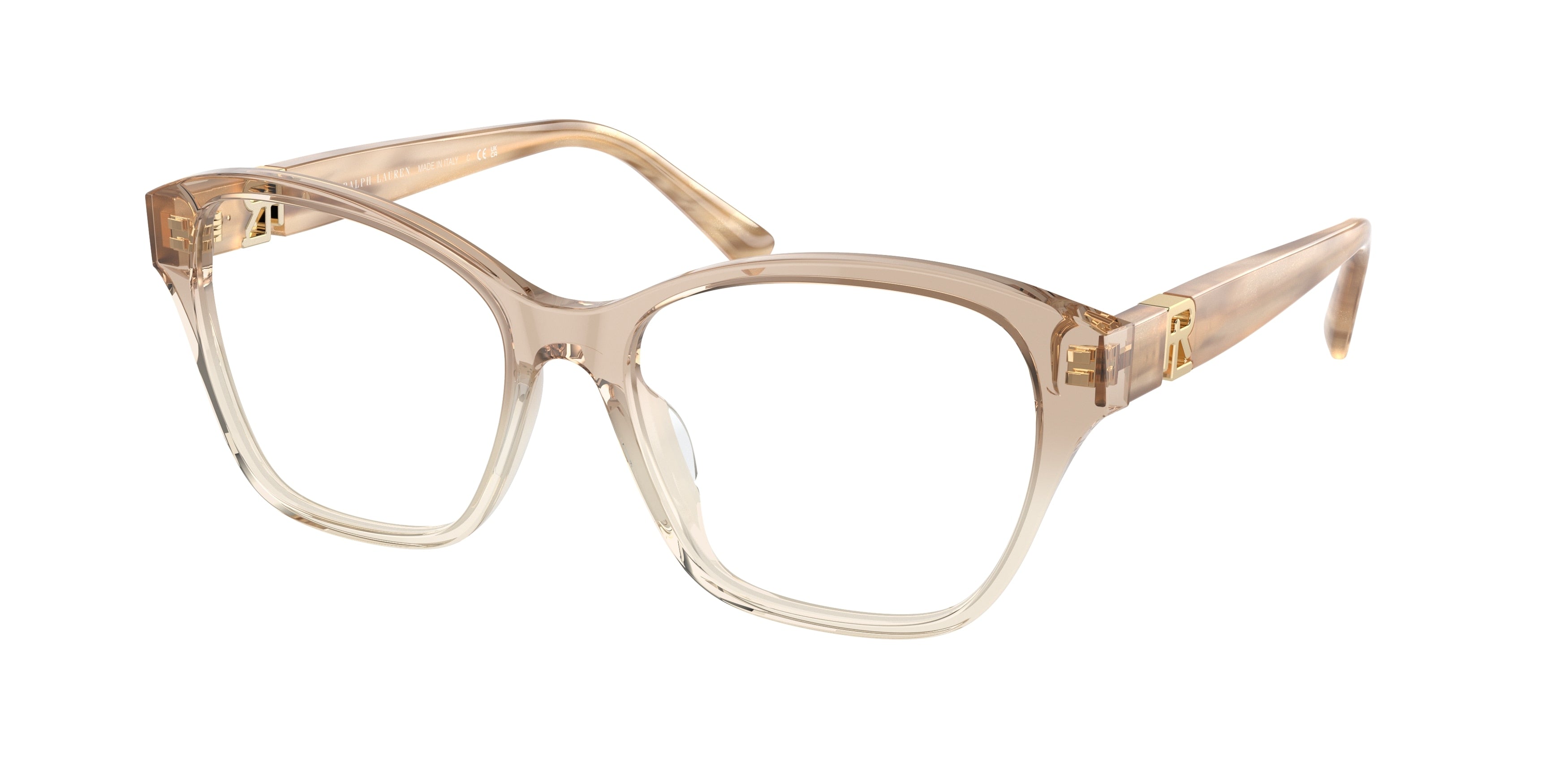 Ralph Lauren RL6236U Square Eyeglasses  6111-Transparent Beige 55-145-17 - Color Map Brown
