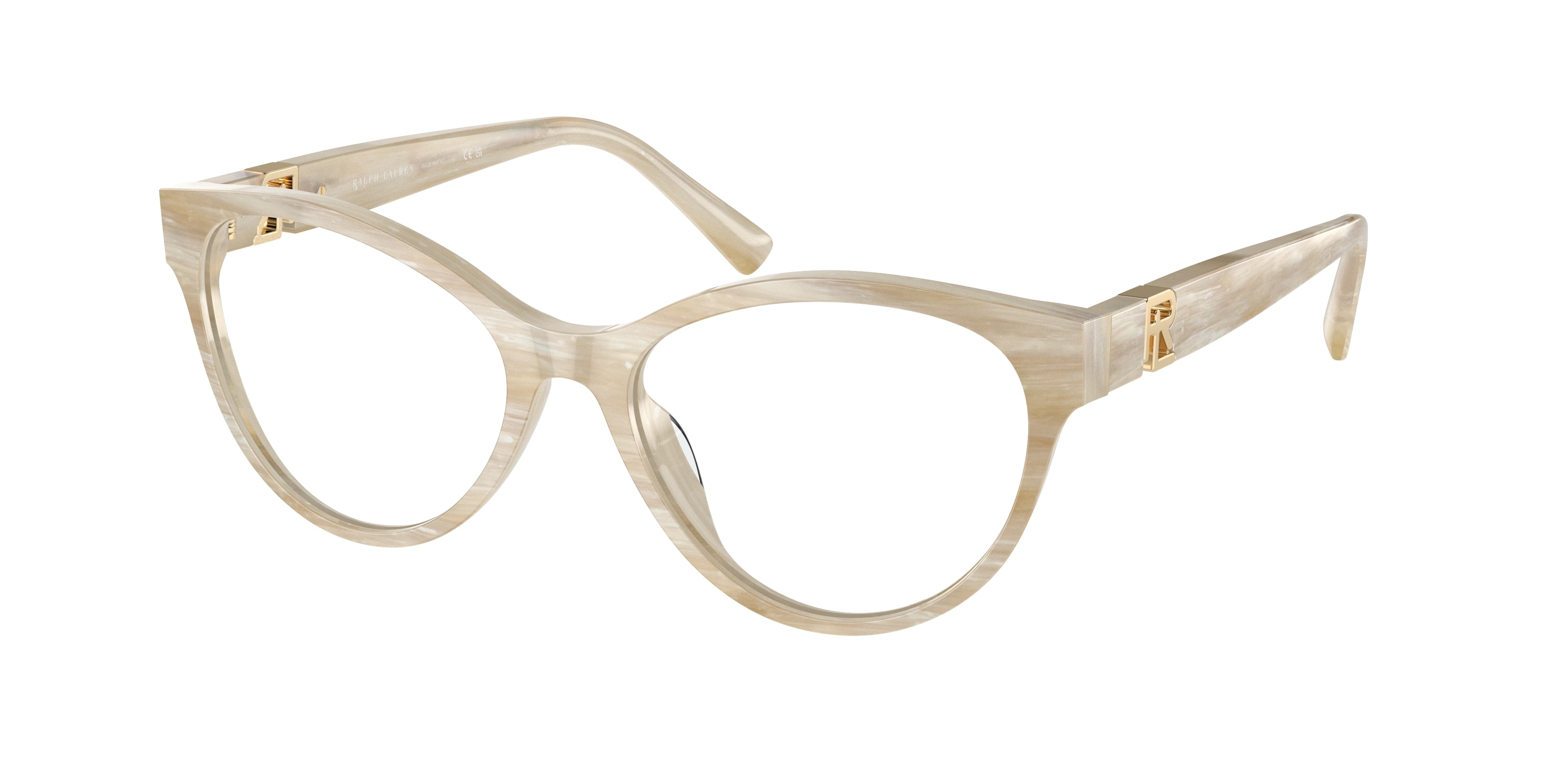 Ralph Lauren RL6238U Cat Eye Eyeglasses  6107-Cream Horn 54-145-17 - Color Map Beige