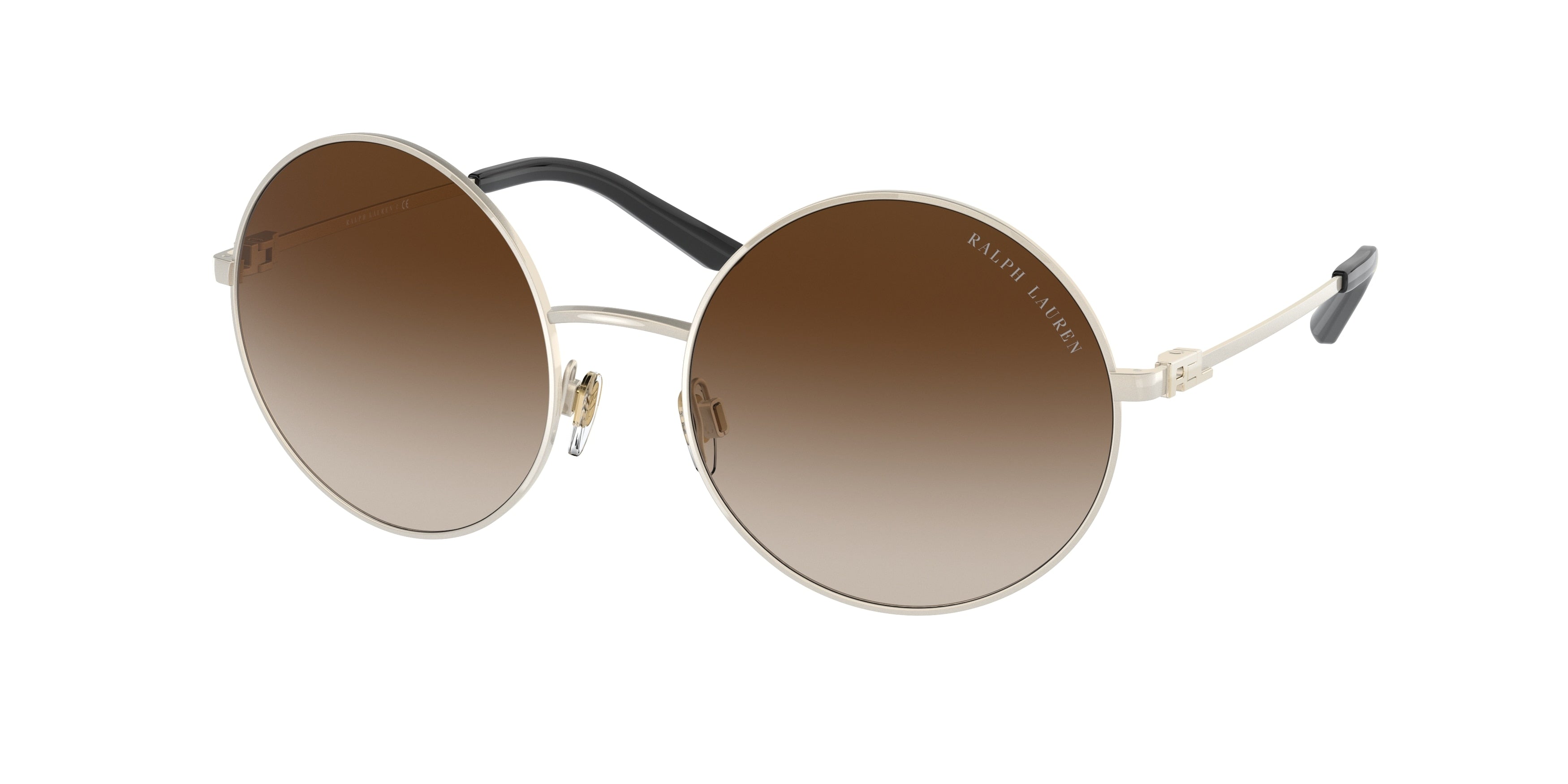 Ralph Lauren RL7072 Round Sunglasses  9348/3-Shiny Sanded Pale Gold 55-135-19 - Color Map Gold