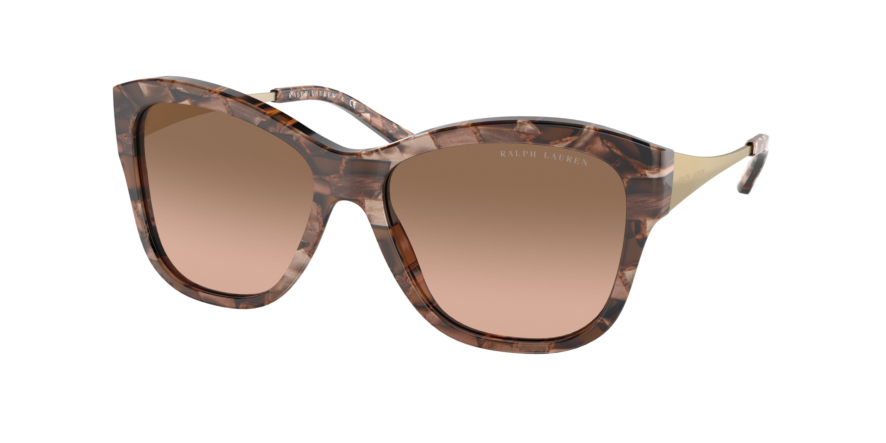 Ralph Lauren RL8187 Butterfly Sunglasses  590811-Shiny Brown Marble 56-140-16 - Color Map Brown