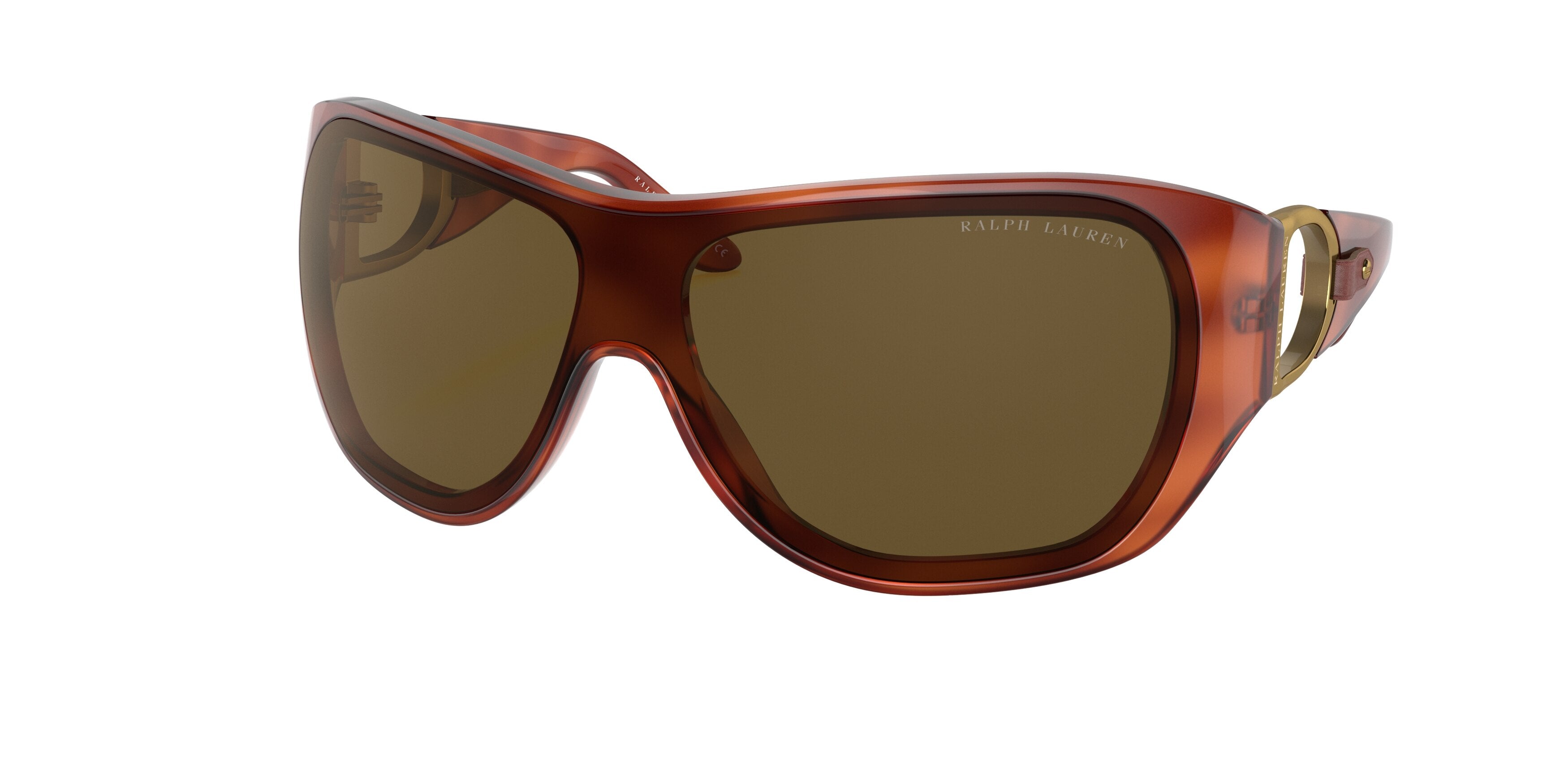Ralph Lauren RL8189Q Irregular Sunglasses  590773-Shiny Red Havana 34-110-134 - Color Map Red