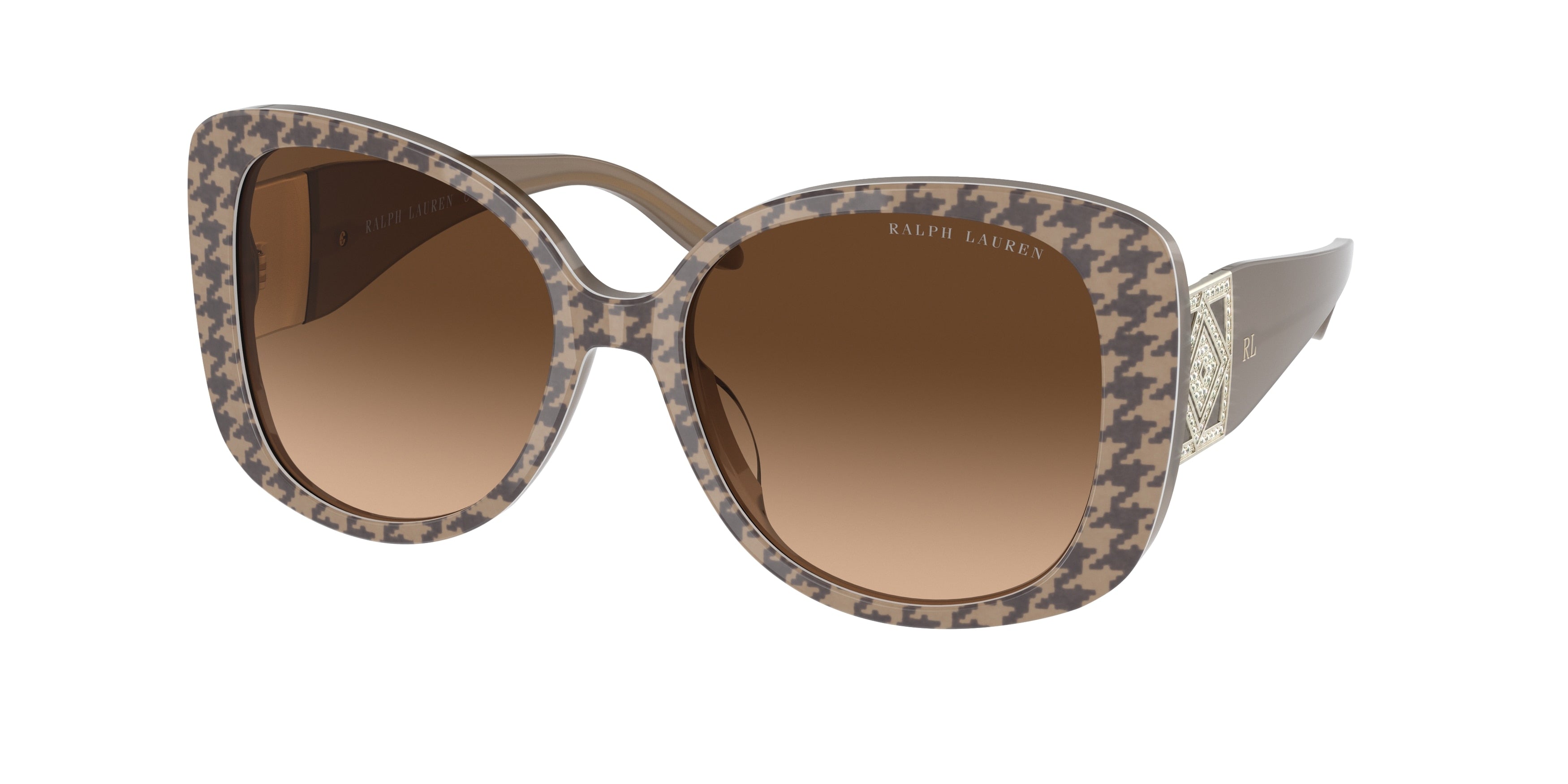 Ralph Lauren RL8196BU Butterfly Sunglasses  599874-Shiny Pied De Poule 55-140-17 - Color Map Black