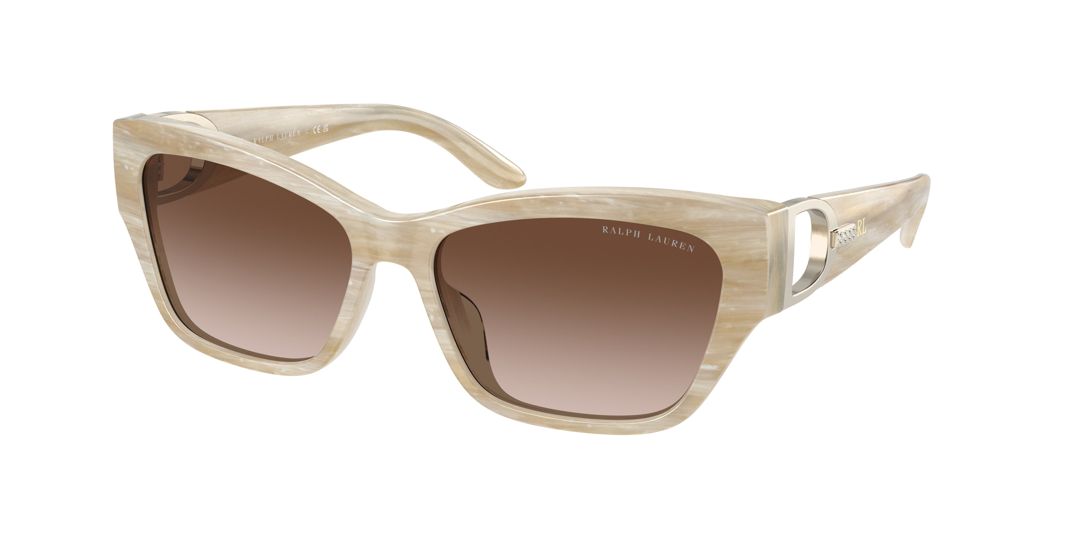 Ralph Lauren THE AUDREY RL8206U Butterfly Sunglasses  608413-Cream Horn 57-140-16 - Color Map Beige