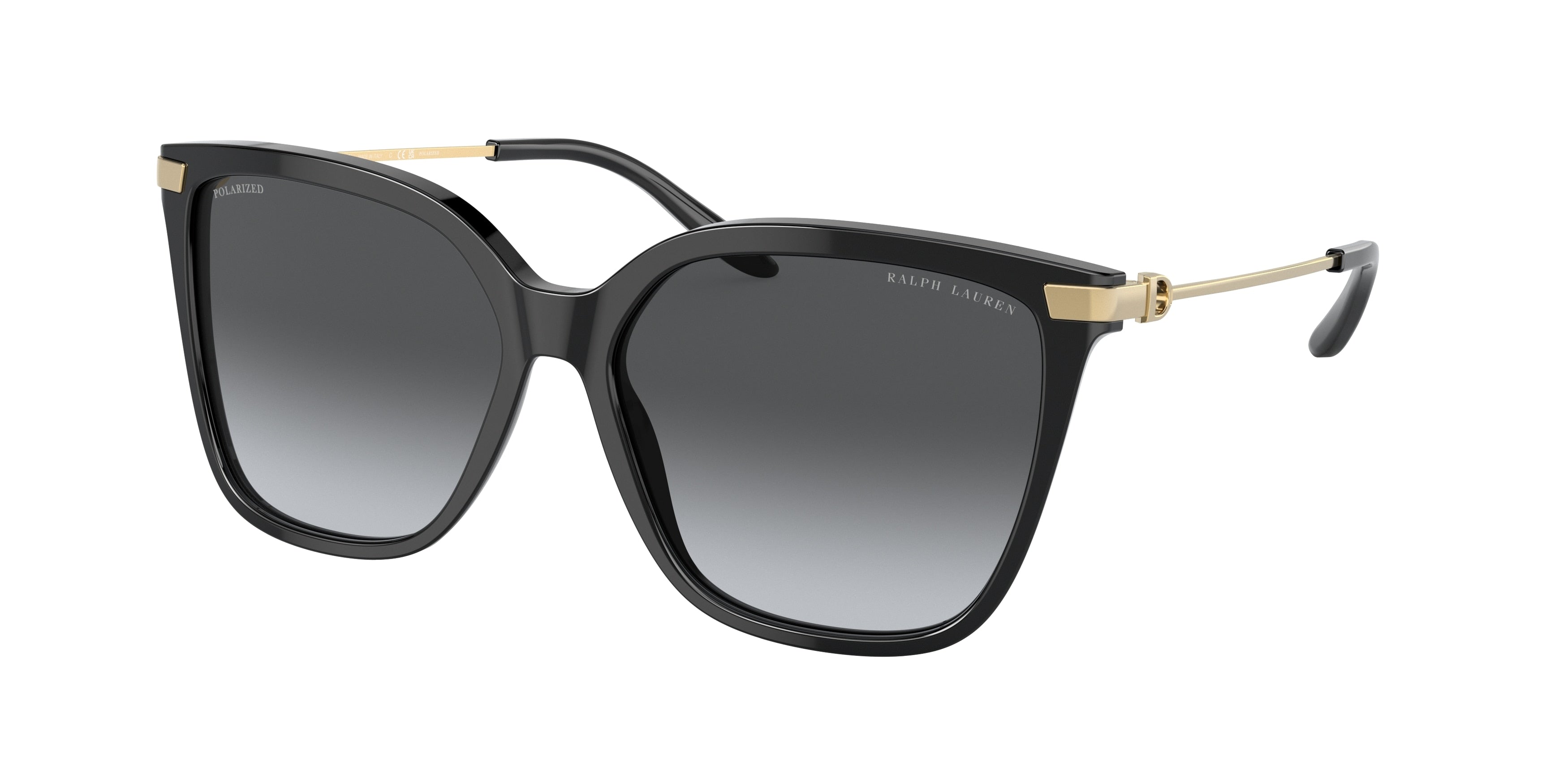 Ralph Lauren THE JACQUIE RL8209 Irregular Sunglasses  5001T3-Shiny Black 57-145-15 - Color Map Black