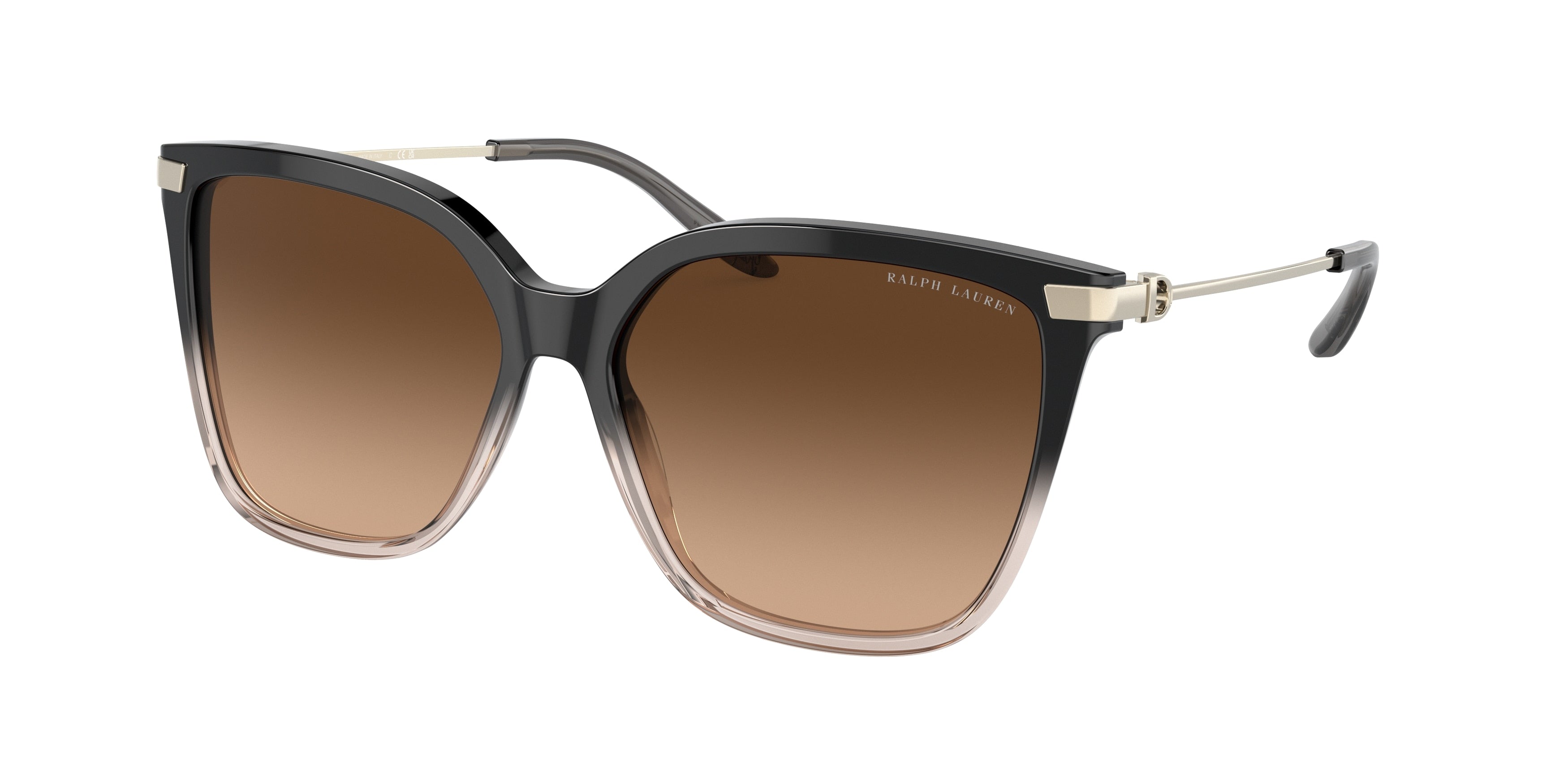 Ralph Lauren THE JACQUIE RL8209 Irregular Sunglasses  602274-Shiny Grad Black/Transp Beige 57-145-15 - Color Map Black