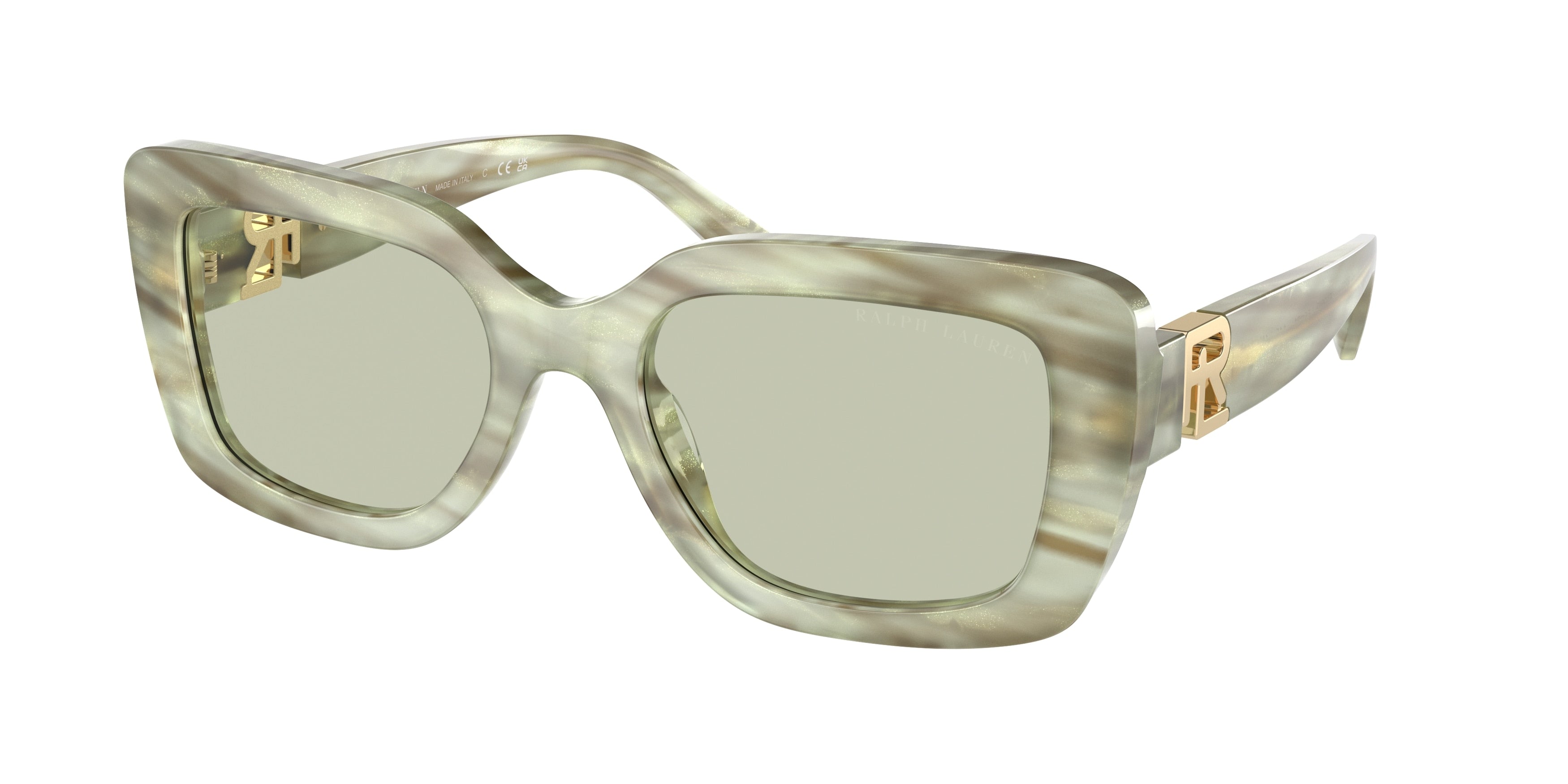 Ralph Lauren THE NIKKI RL8217U Rectangle Sunglasses  6109/2-Green Oyster 55-145-21 - Color Map Green