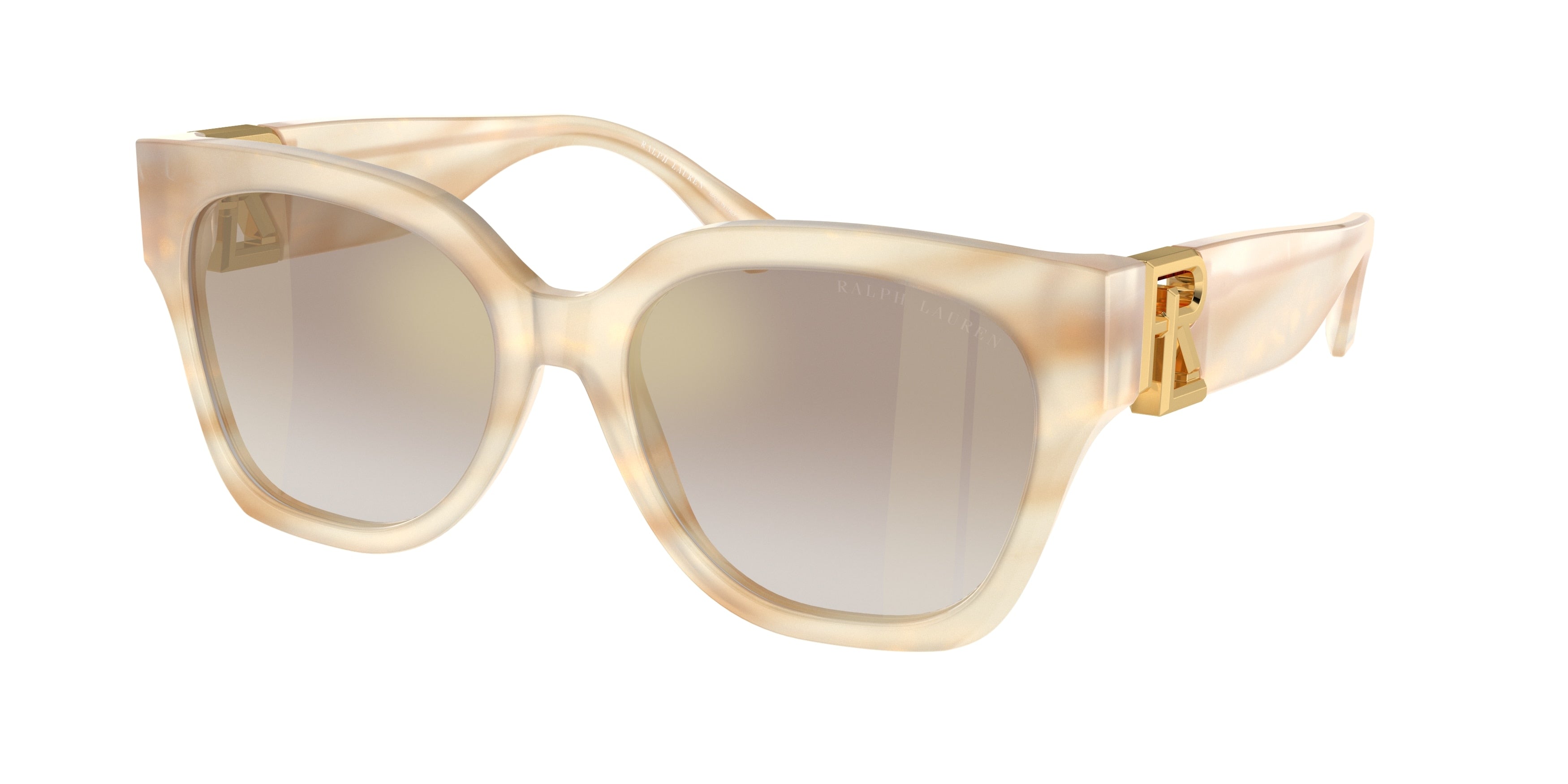 Ralph Lauren THE OVERSZED RICKY RL8221 Butterfly Sunglasses  61766E-Oystershell Cream 55-145-18 - Color Map Brown
