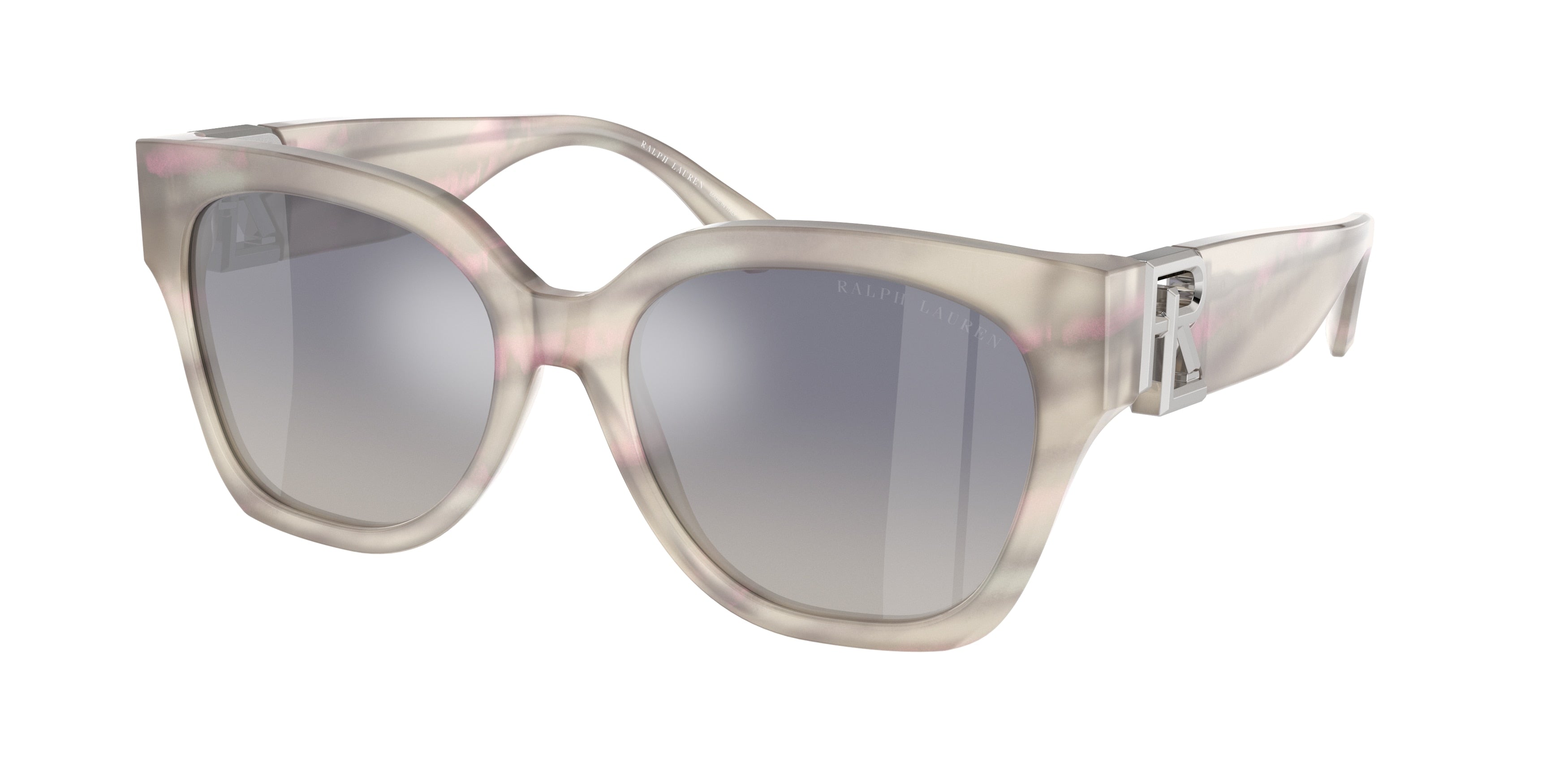Ralph Lauren THE OVERSZED RICKY RL8221 Butterfly Sunglasses  61774L-Oystershell Lilac/Grey 55-145-18 - Color Map Grey