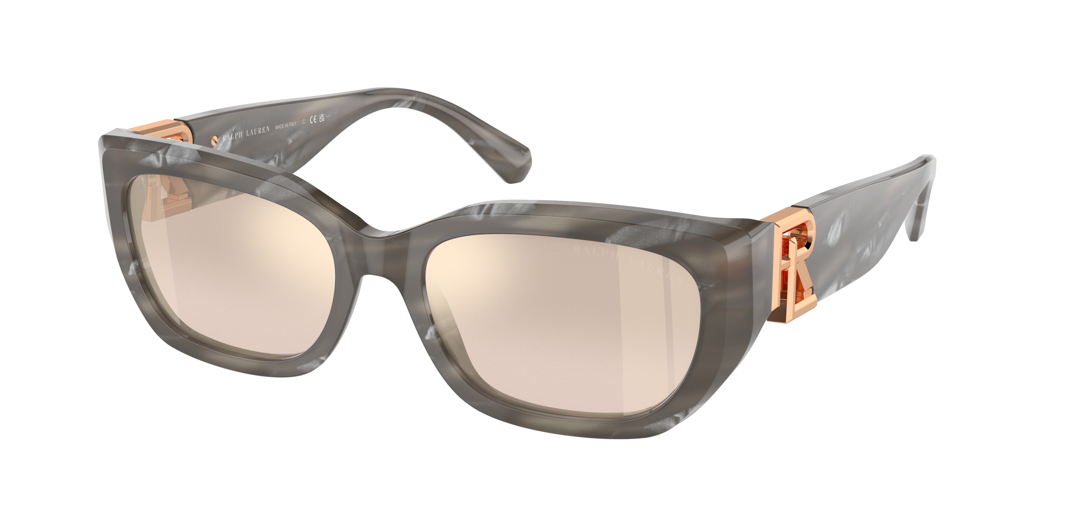 Ralph Lauren THE BRIDGET RL8222 Cat Eye Sunglasses  61754E-Oystershell Black 55-145-18 - Color Map Black