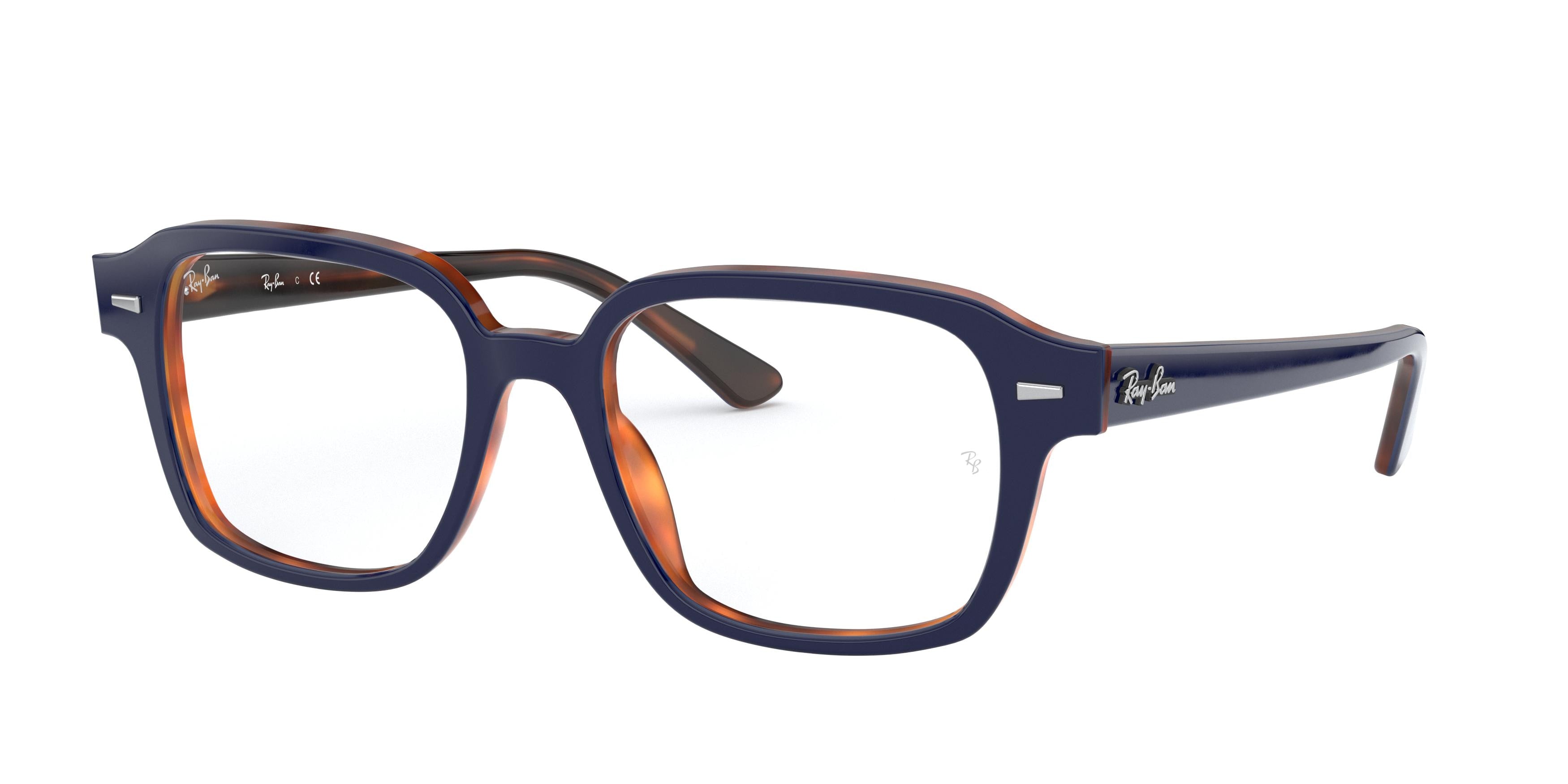 Ray-Ban Optical TUCSON RX5382 Square Eyeglasses  5910-Blue On Havana 50-145-18 - Color Map Blue