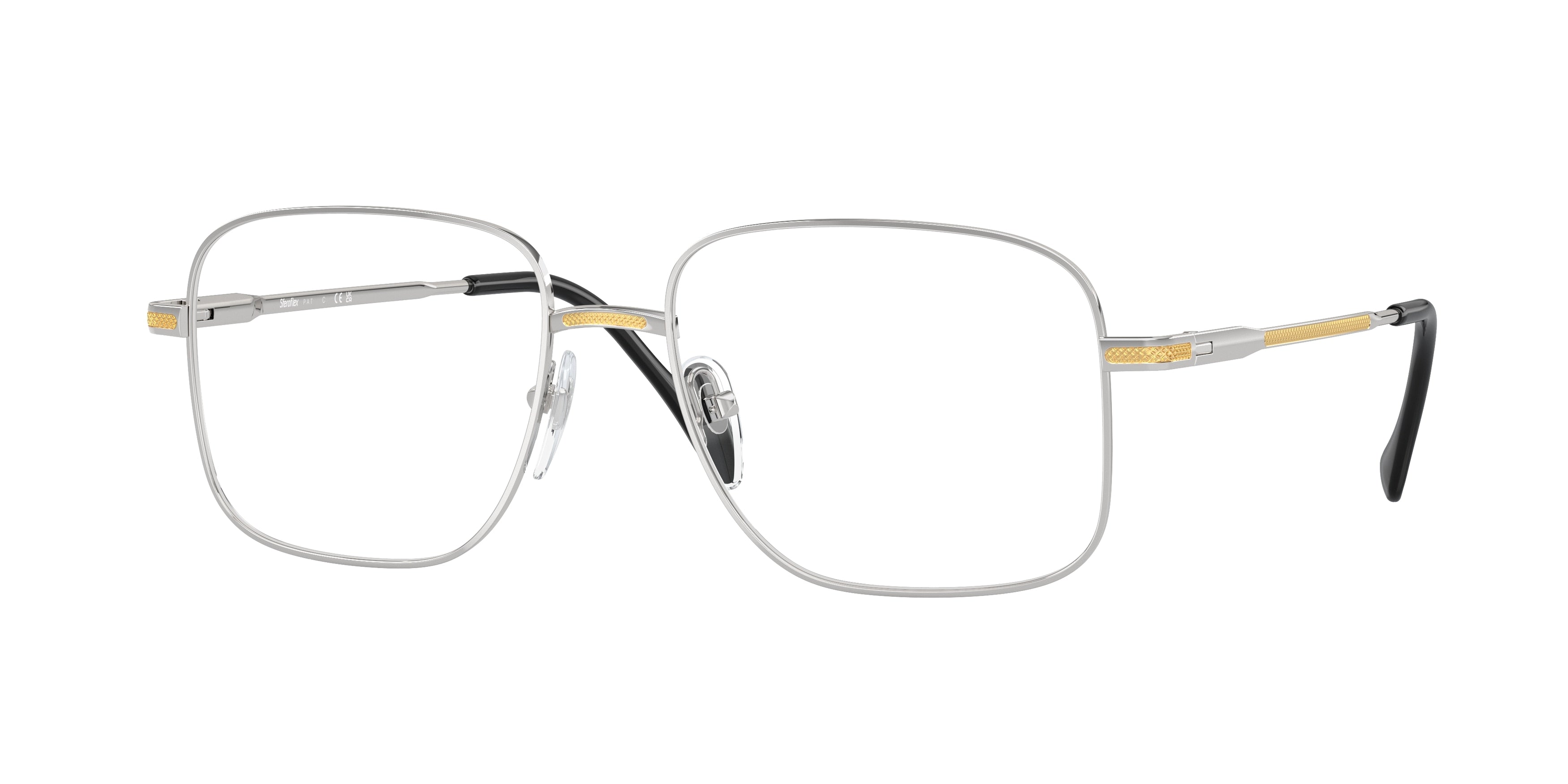 Sferoflex SF2298 Square Eyeglasses  131-Shiny Chrome With Gold Part 55-140-17 - Color Map Silver