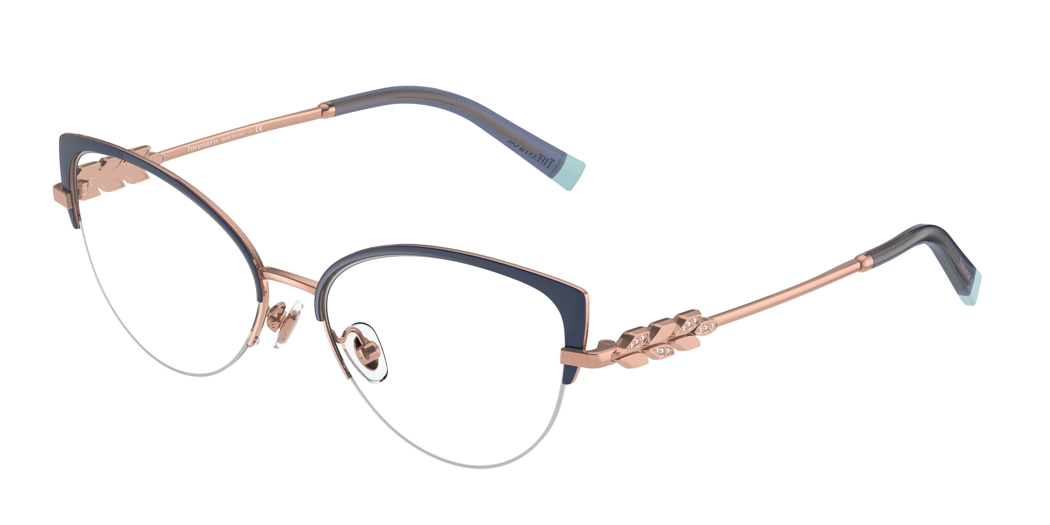 Tiffany TF1145B Cat Eye Eyeglasses  6173-Blue On Rubedo 54-140-16 - Color Map Blue