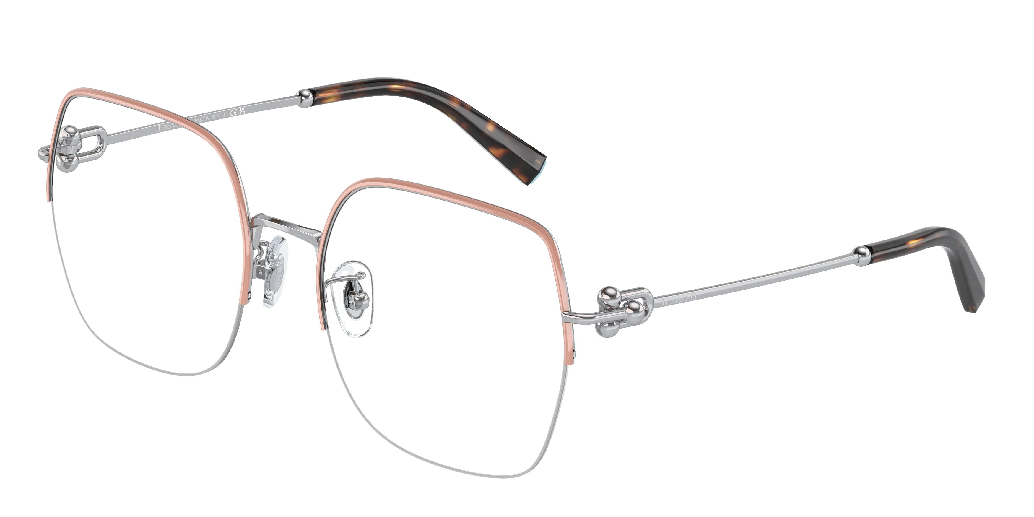 Tiffany TF1153D Square Eyeglasses  6192-Pink On Silver 56-140-19 - Color Map Pink