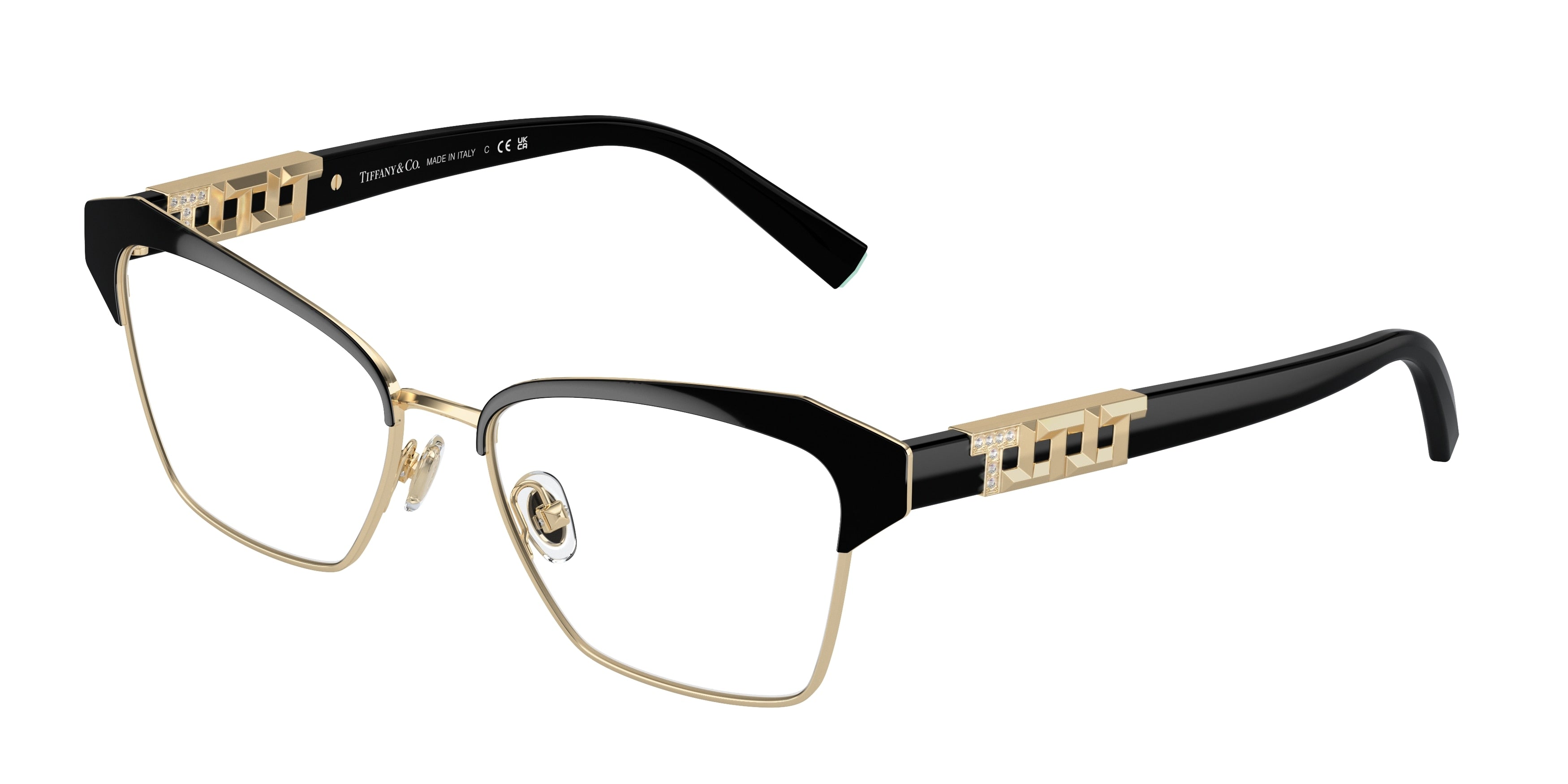 Tiffany TF1156B Square Eyeglasses  6021-Black On Pale Gold 53-140-16 - Color Map Black