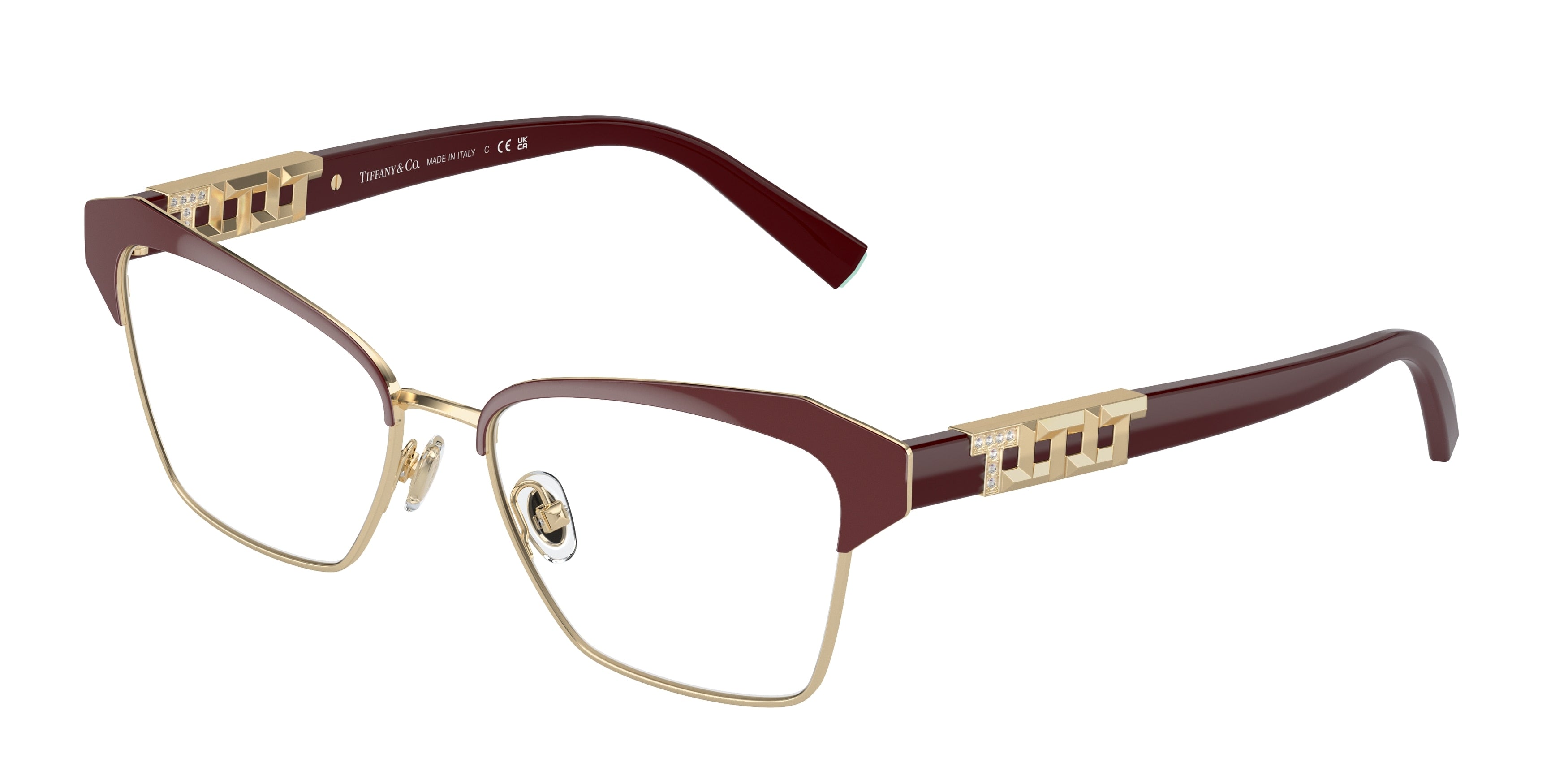 Tiffany TF1156B Square Eyeglasses  6185-Burgundy On Pale Gold 53-140-16 - Color Map Violet