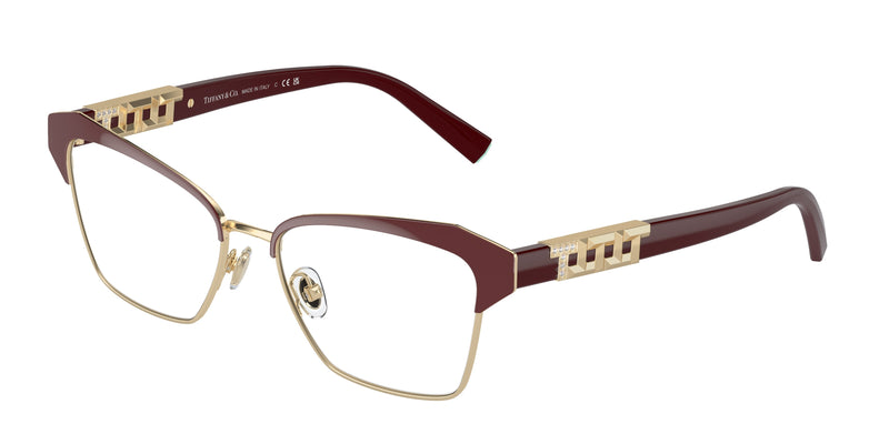 Tiffany TF1156B Square Eyeglasses  6185-Burgundy On Pale Gold 53-140-16 - Color Map Violet