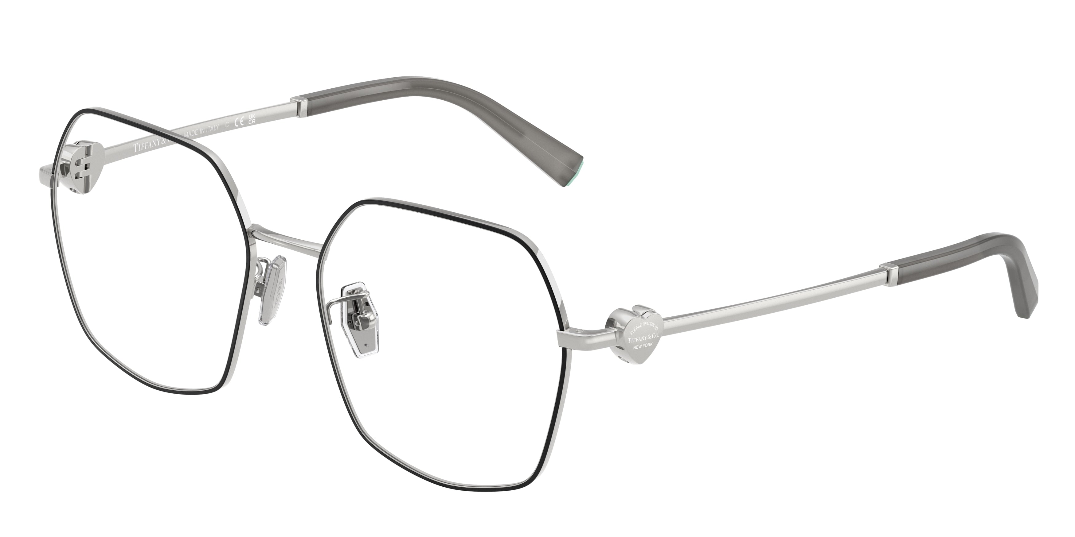 Tiffany TF1165BD Irregular Eyeglasses  6145-Black On Silver 54-145-17 - Color Map Black
