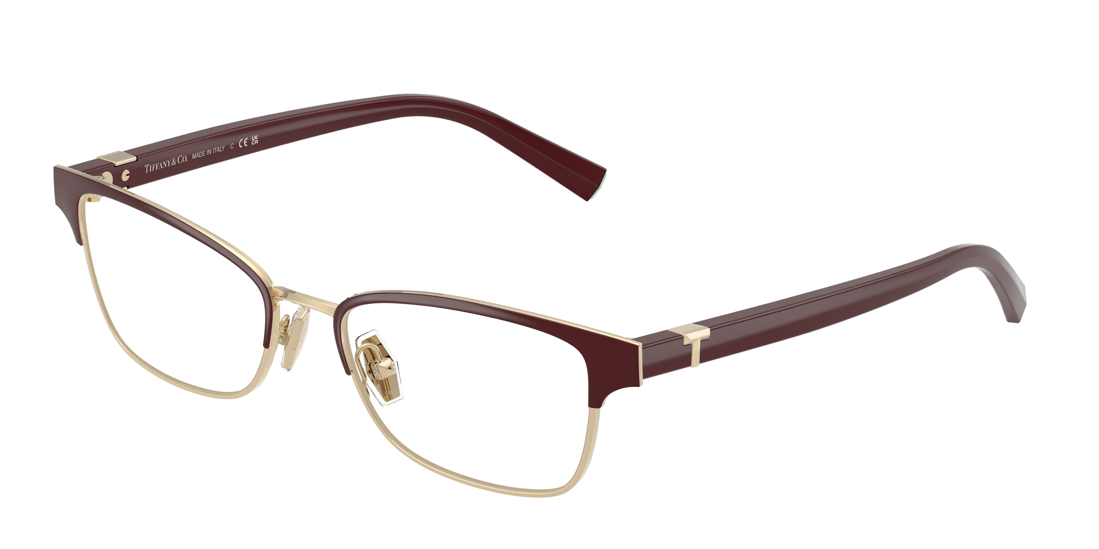 Tiffany TF1168 Pillow Eyeglasses  6185-Burgundy On Pale Gold 53-140-17 - Color Map Violet