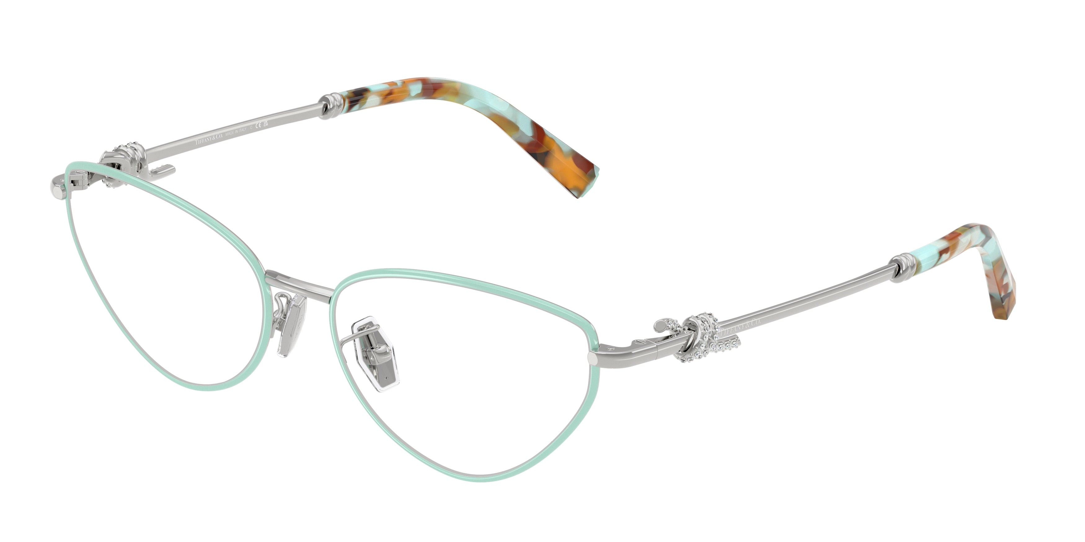 Tiffany TF1172B Cat Eye Eyeglasses  6151-Tiffany Blue On Silver 56-140-16 - Color Map Blue
