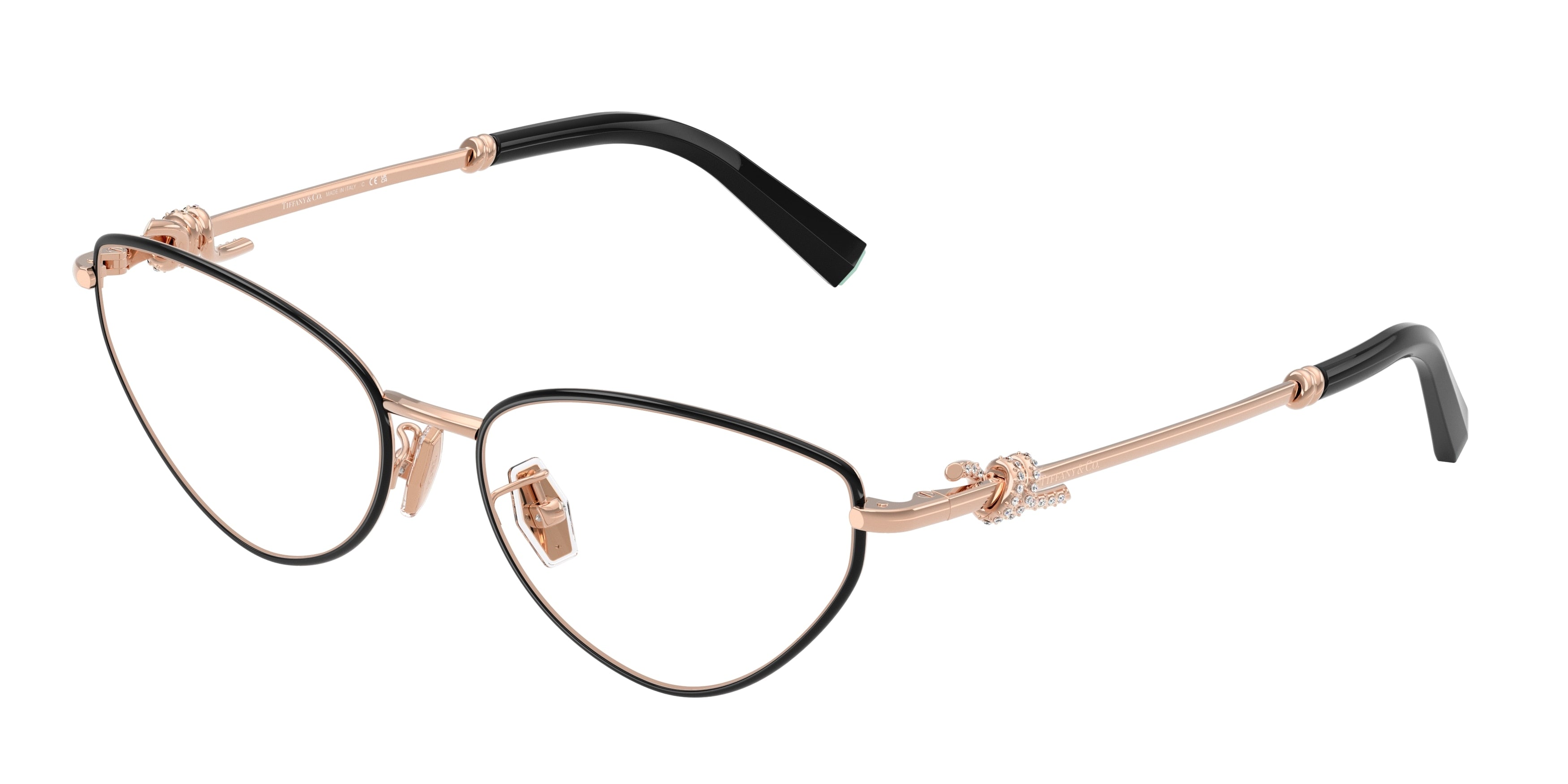 Tiffany TF1172B Cat Eye Eyeglasses  6162-Black On Rose Gold 54-140-16 - Color Map Black