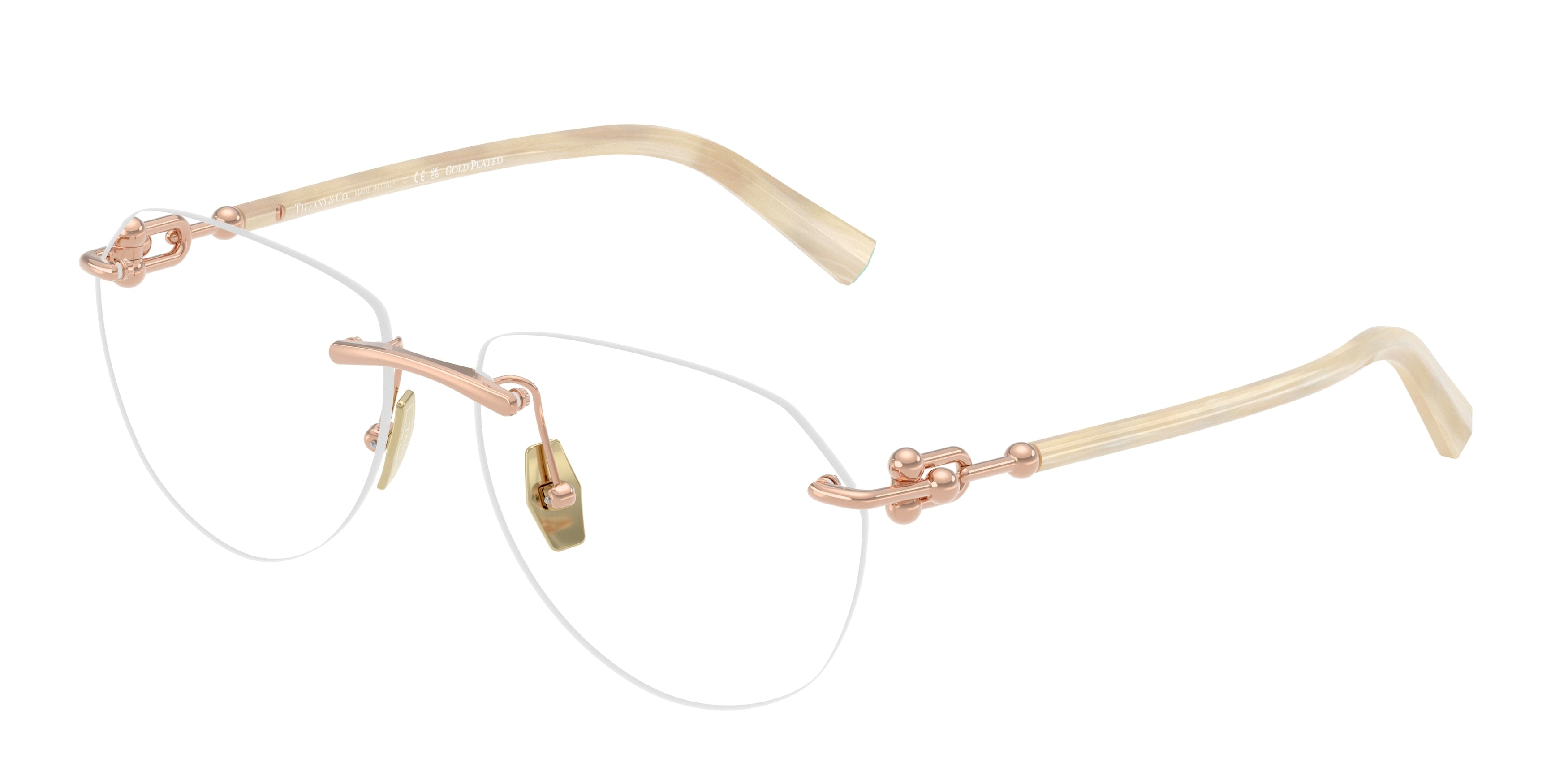 Tiffany TF1173K Pilot Eyeglasses  6214-Rose Gold Plated 57-140-15 - Color Map Gold