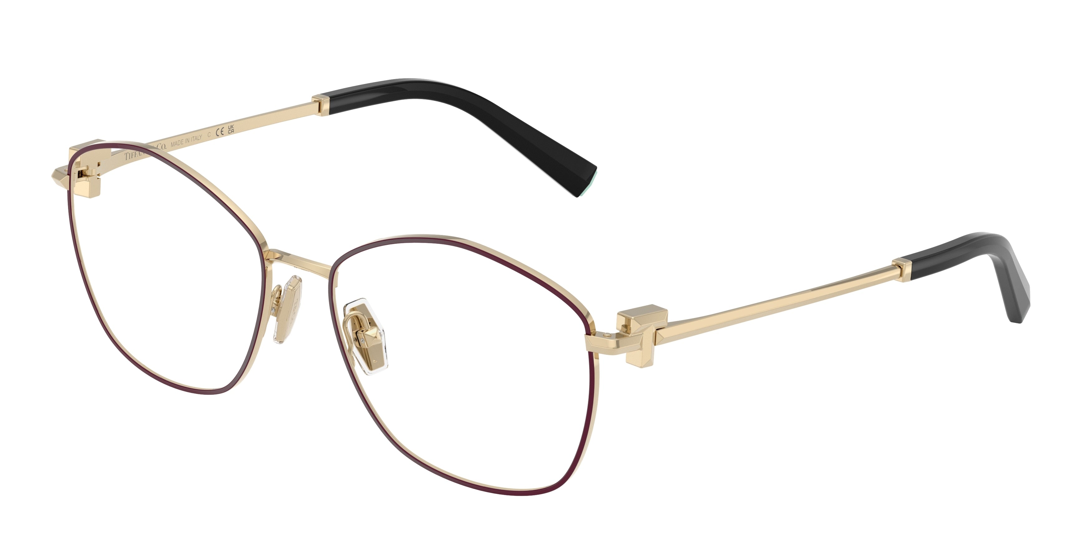 Tiffany TF1174 Irregular Eyeglasses  6180-Burgundy On Pale Gold 55-140-16 - Color Map Violet