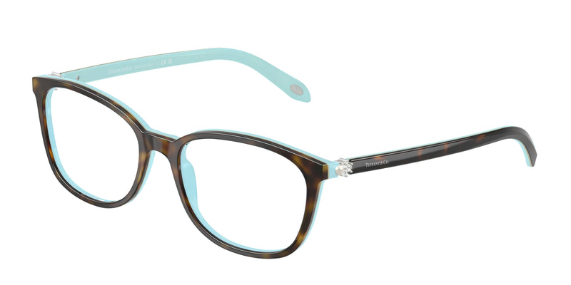 Tiffany TF2109HB Square Eyeglasses  8134-Havana On Tiffany Blue 53-140-17 - Color Map Brown