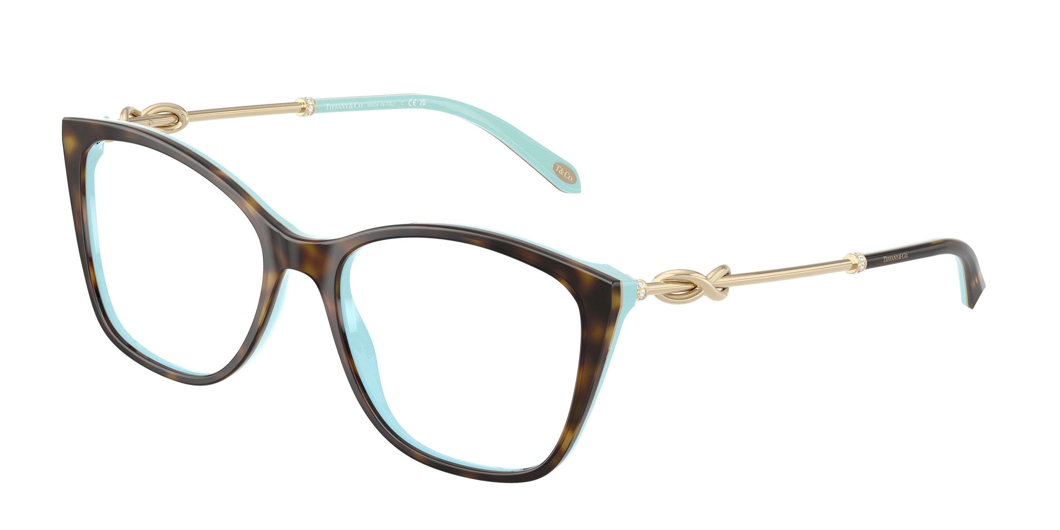 Tiffany TF2160B Square Eyeglasses  8134-Havana On Tiffany Blue 54-140-17 - Color Map Brown