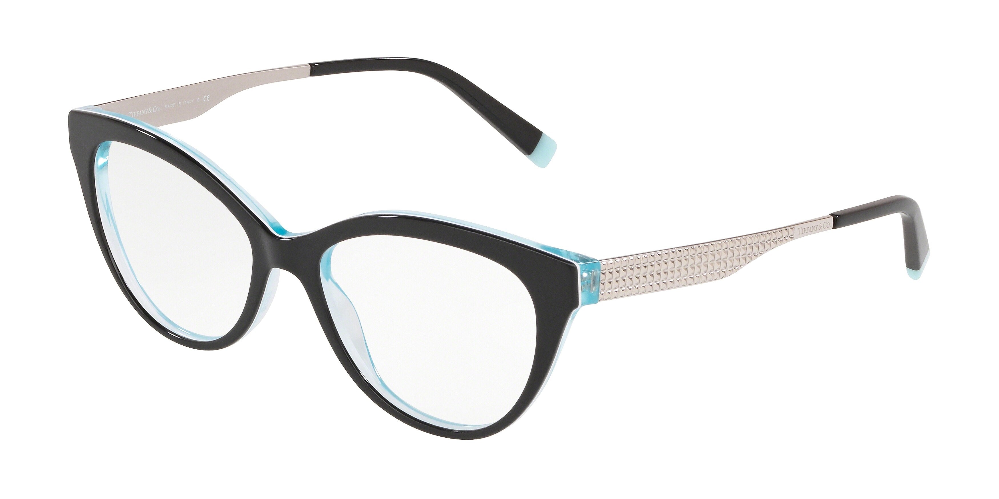Tiffany TF2180 Butterfly Eyeglasses  8274-Black On Crystal Tiffany Blue 54-140-16 - Color Map Black