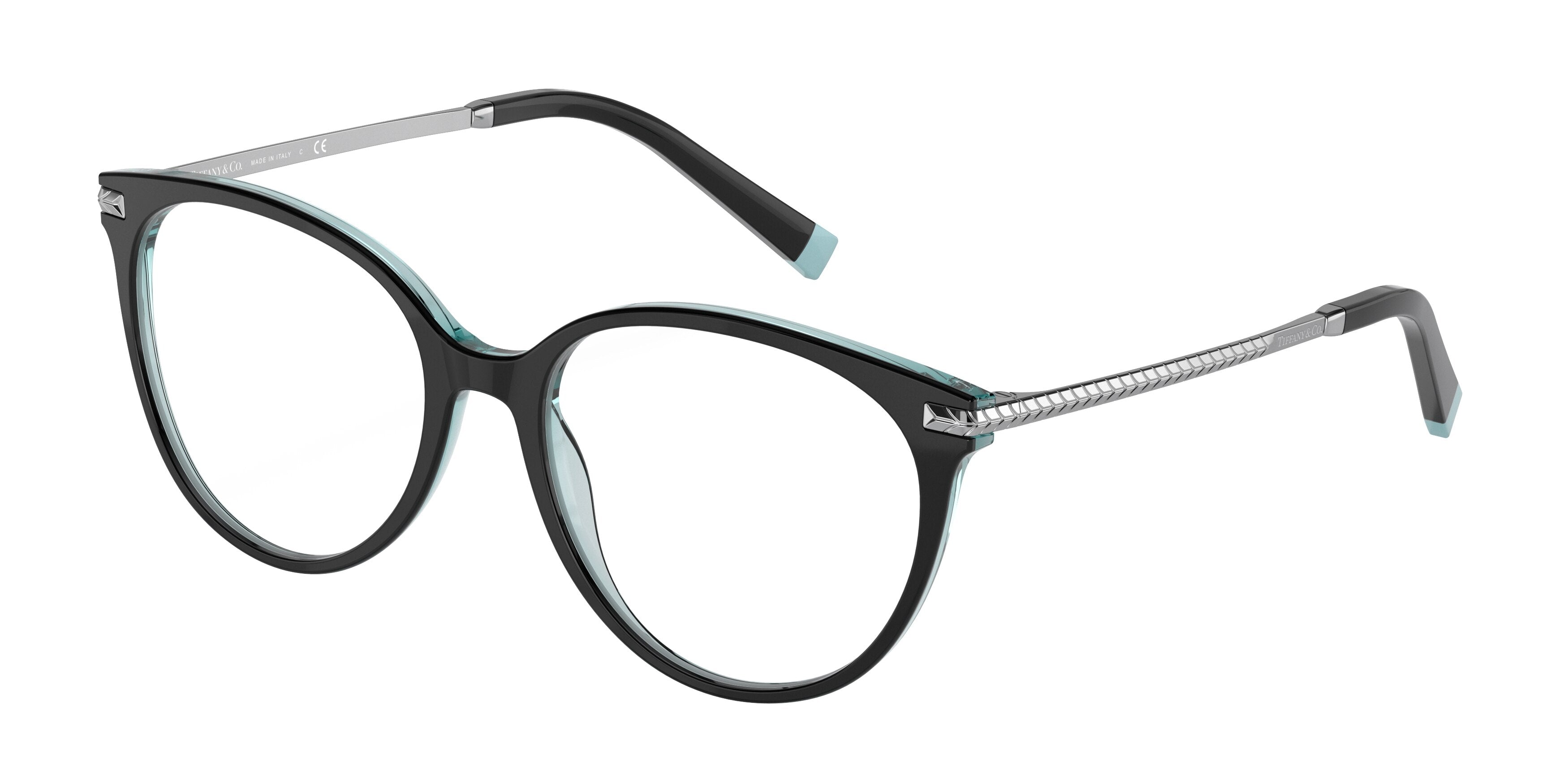 Tiffany TF2209 Phantos Eyeglasses  8285-Black On Crystal Tiffany Blue 54-140-17 - Color Map Black