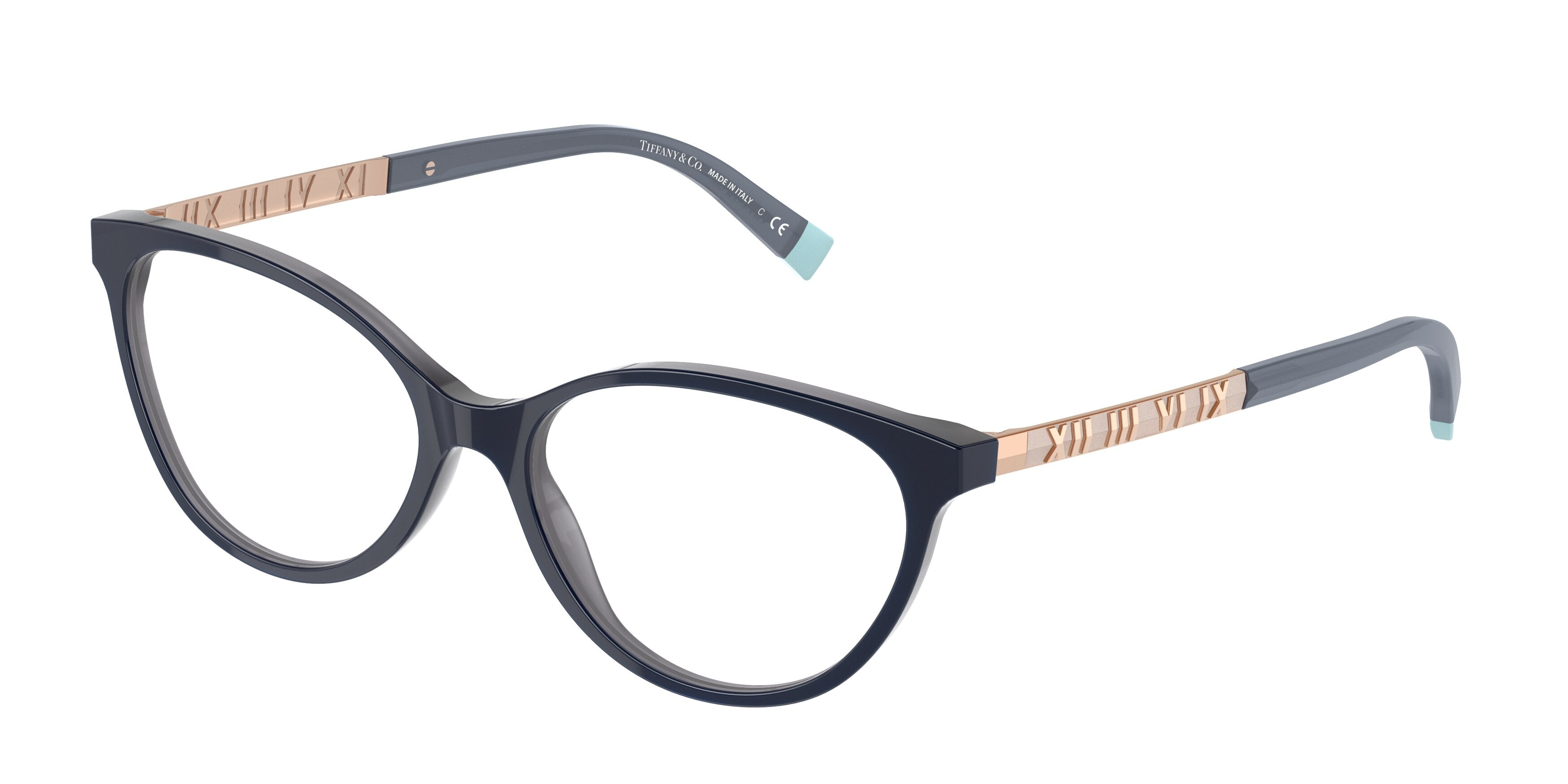 Tiffany TF2212F Cat Eye Eyeglasses  8283-Opal Blue Grey 52-140-16 - Color Map Blue