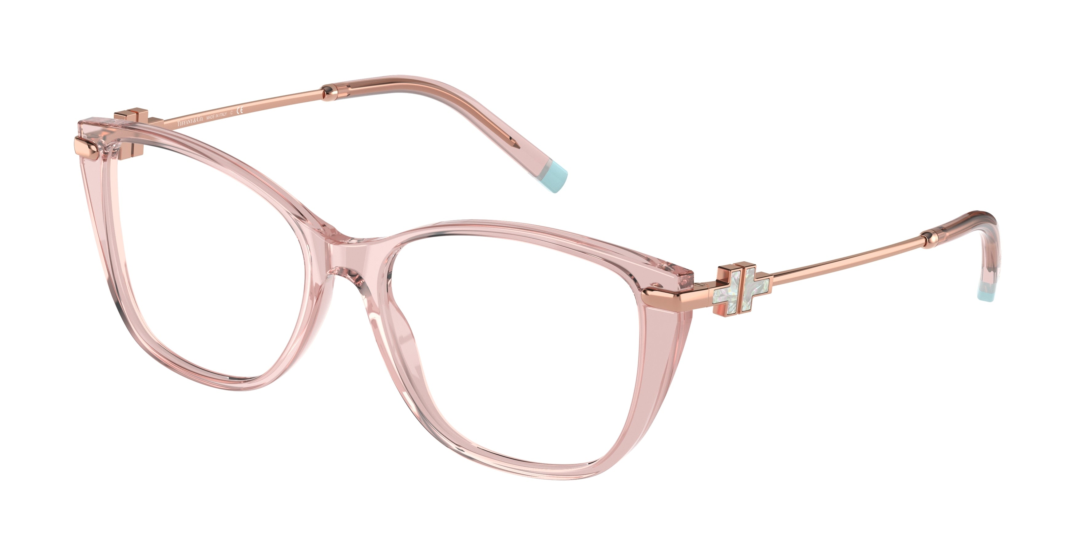Tiffany TF2216 Butterfly Eyeglasses  8332-Peach Transparent 52-140-16 - Color Map Pink