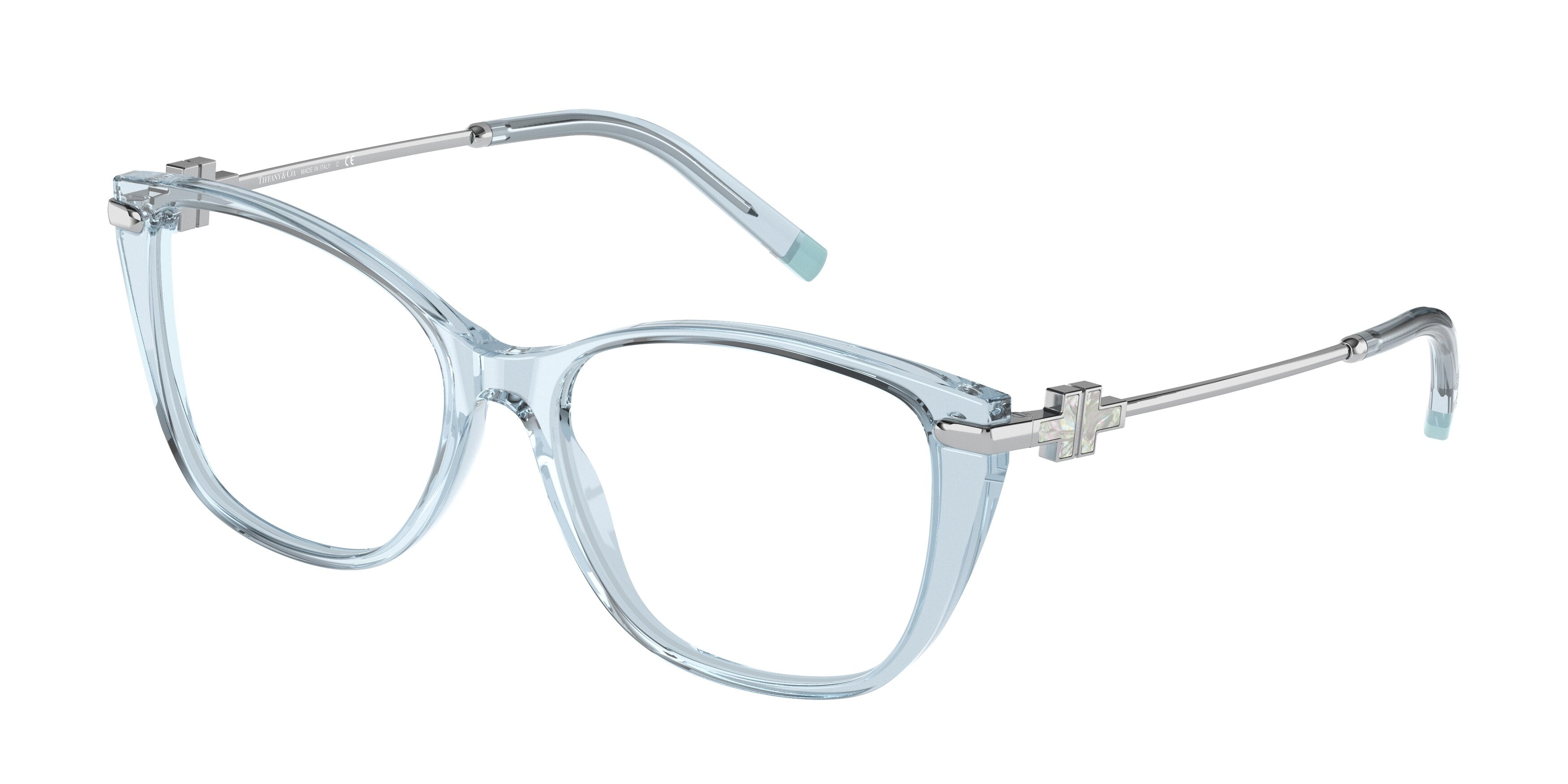 Tiffany TF2216 Butterfly Eyeglasses  8333-Light Blue Transparent 54-140-16 - Color Map Blue