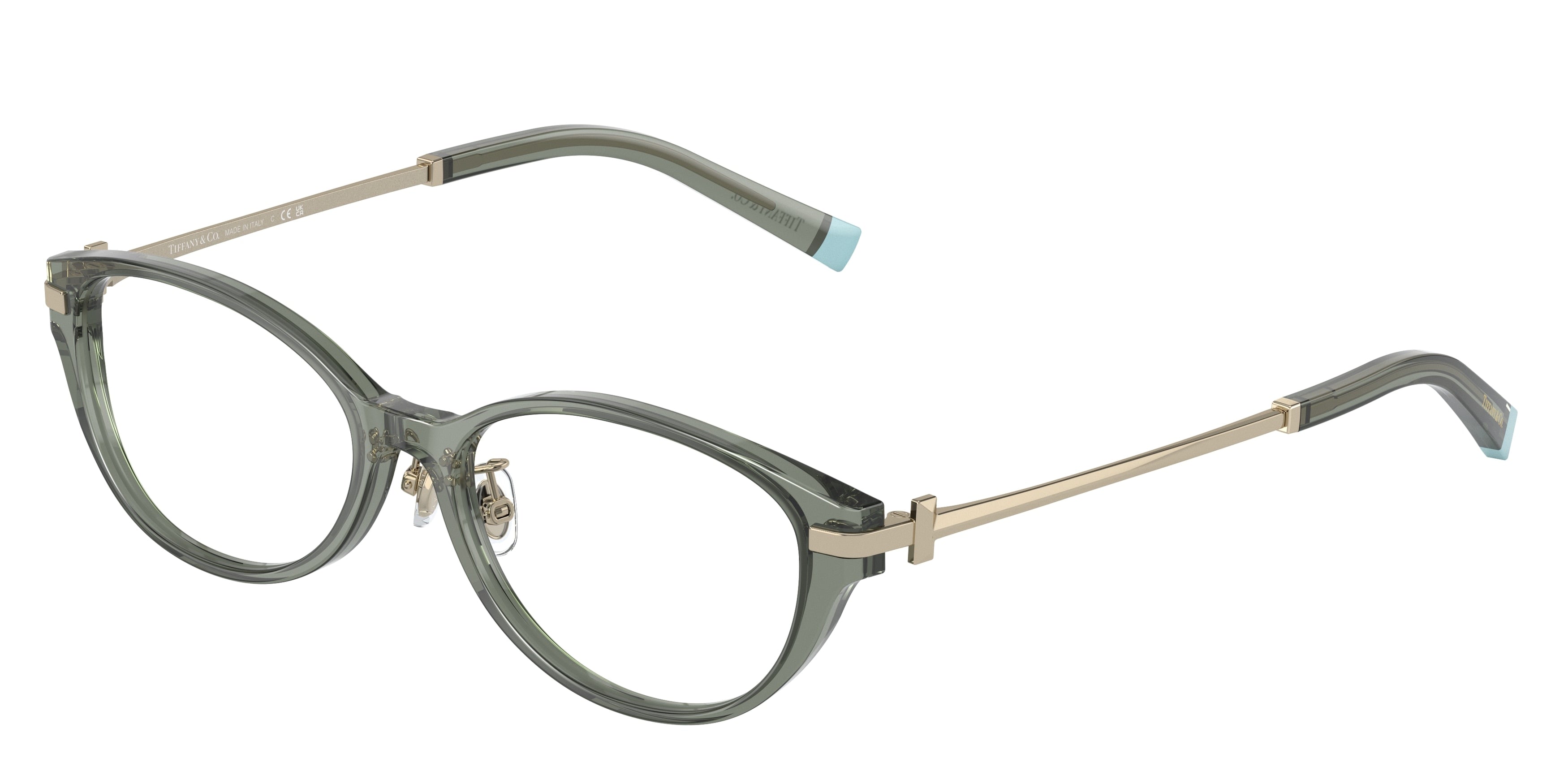 Tiffany TF2225D Oval Eyeglasses  8340-Dark Olive Transparent 53-145-16 - Color Map Green