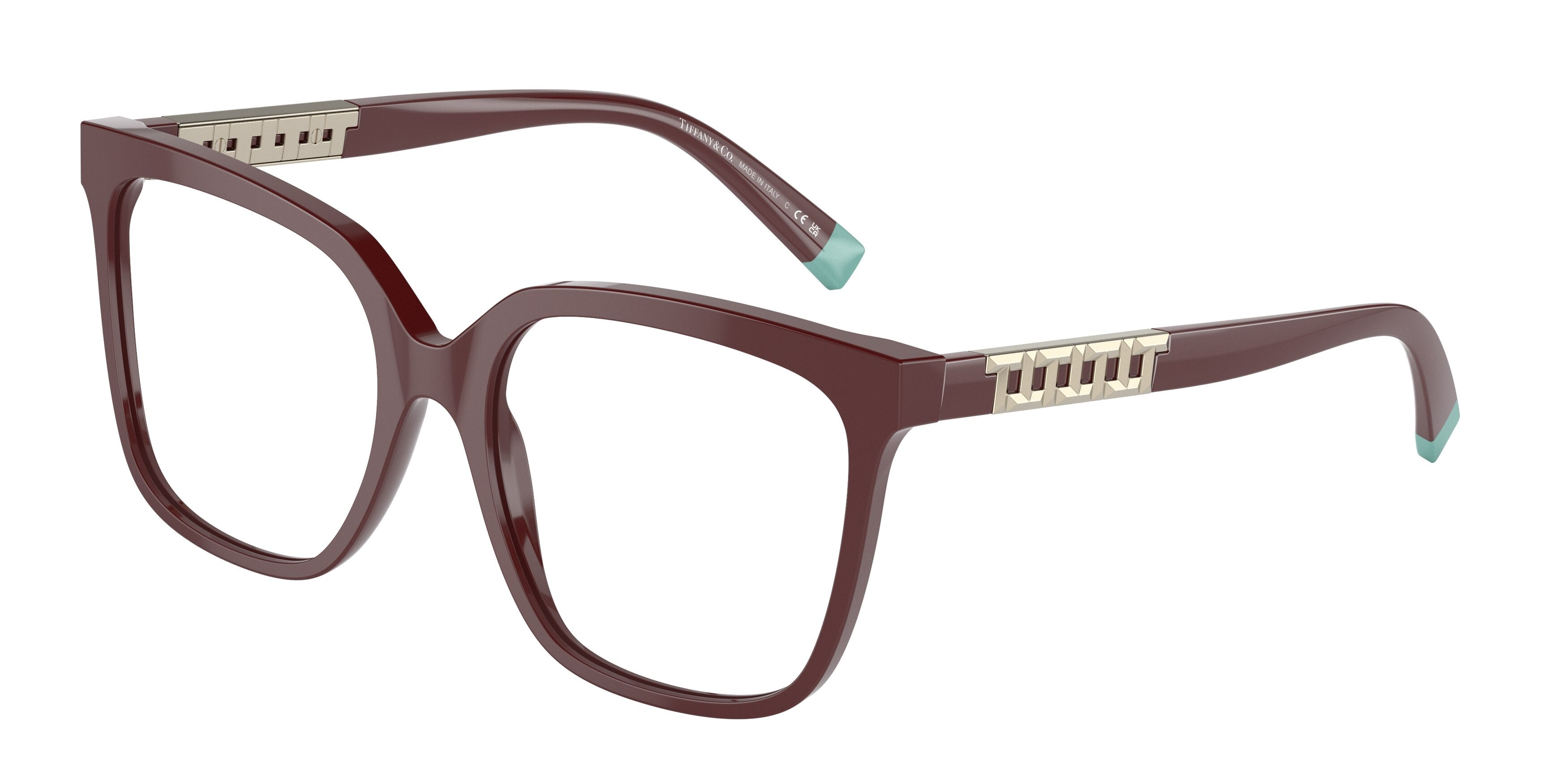 Tiffany TF2227F Square Eyeglasses  8353-Solid Burgundy 54-140-17 - Color Map Violet