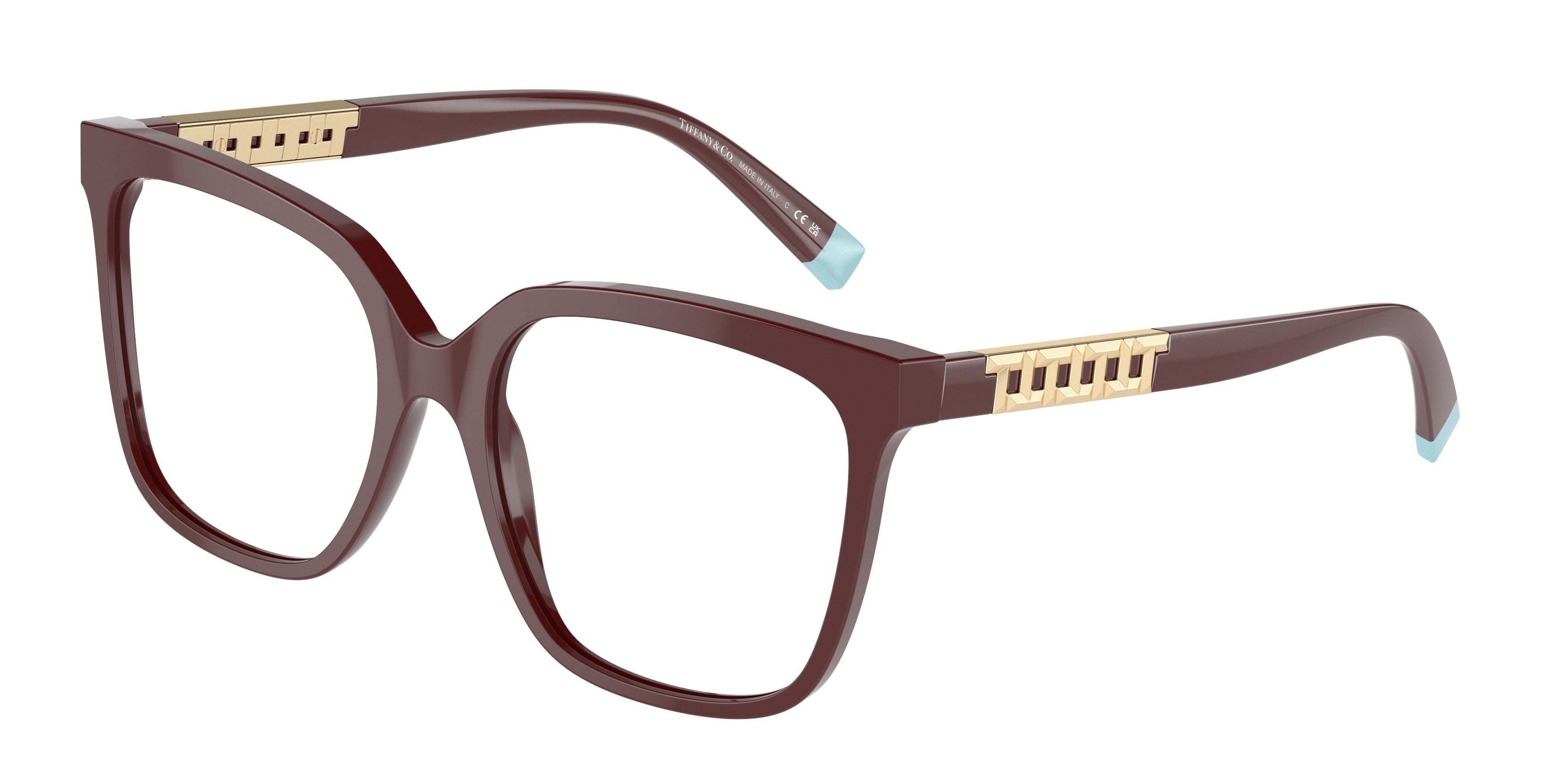 Tiffany TF2227 Square Eyeglasses  8353-Solid Burgundy 54-140-17 - Color Map Red