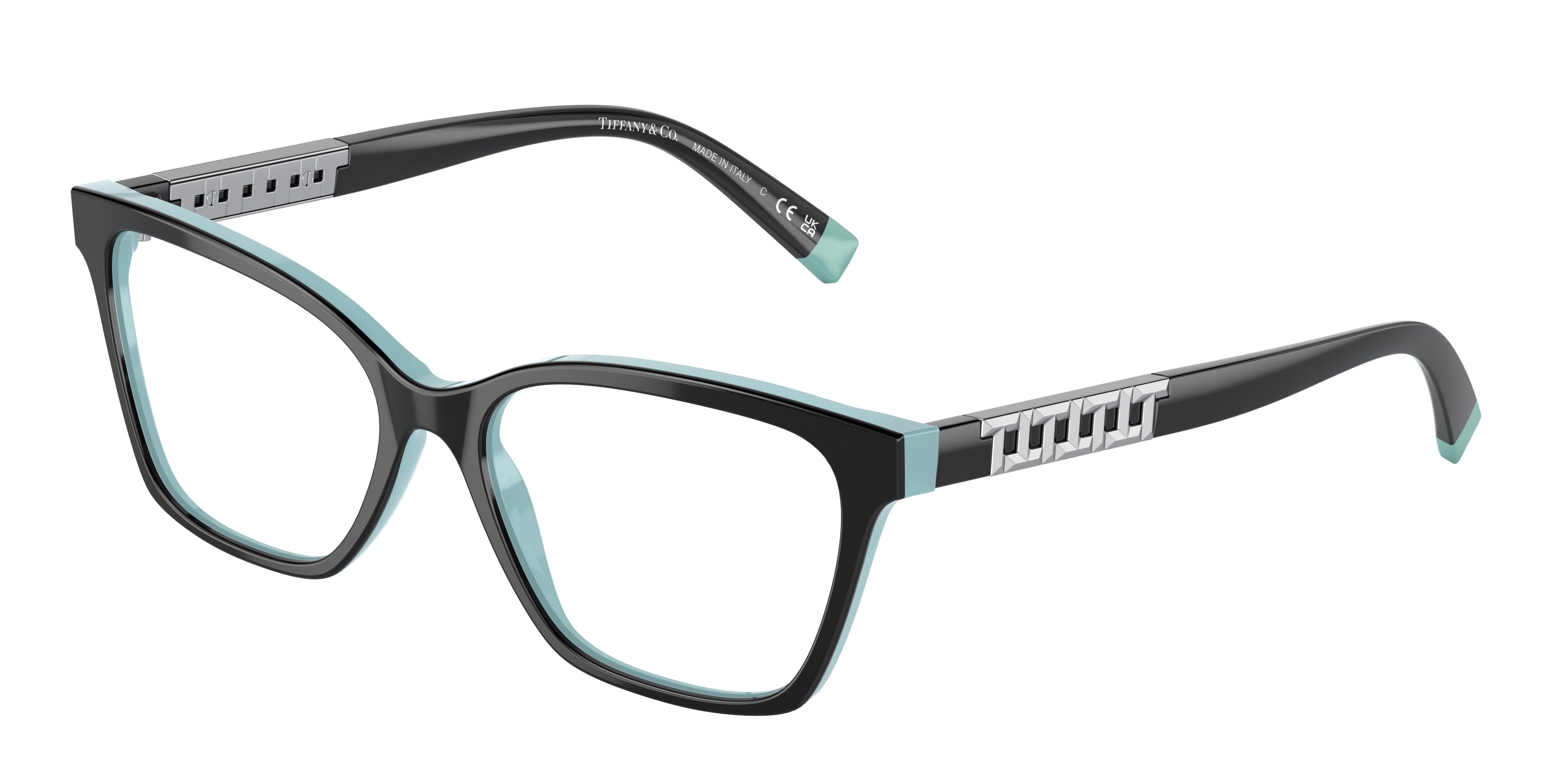 Tiffany TF2228F Pillow Eyeglasses  8055-Black On Tiffany Blue 54-140-16 - Color Map Black