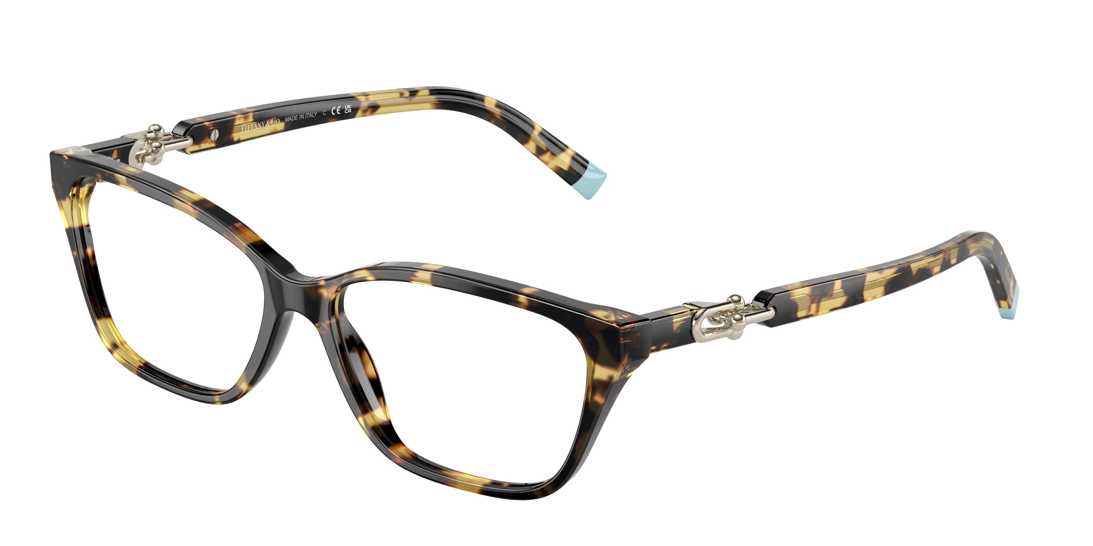 Tiffany TF2229 Rectangle Eyeglasses  8064-Yellow Havana 55-140-15 - Color Map Tortoise