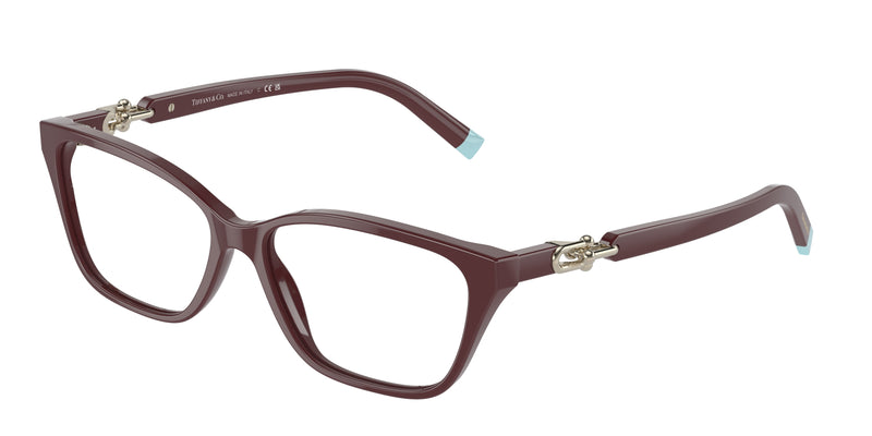 Tiffany TF2229 Rectangle Eyeglasses  8389-Solid Burgundy 53-140-15 - Color Map Red