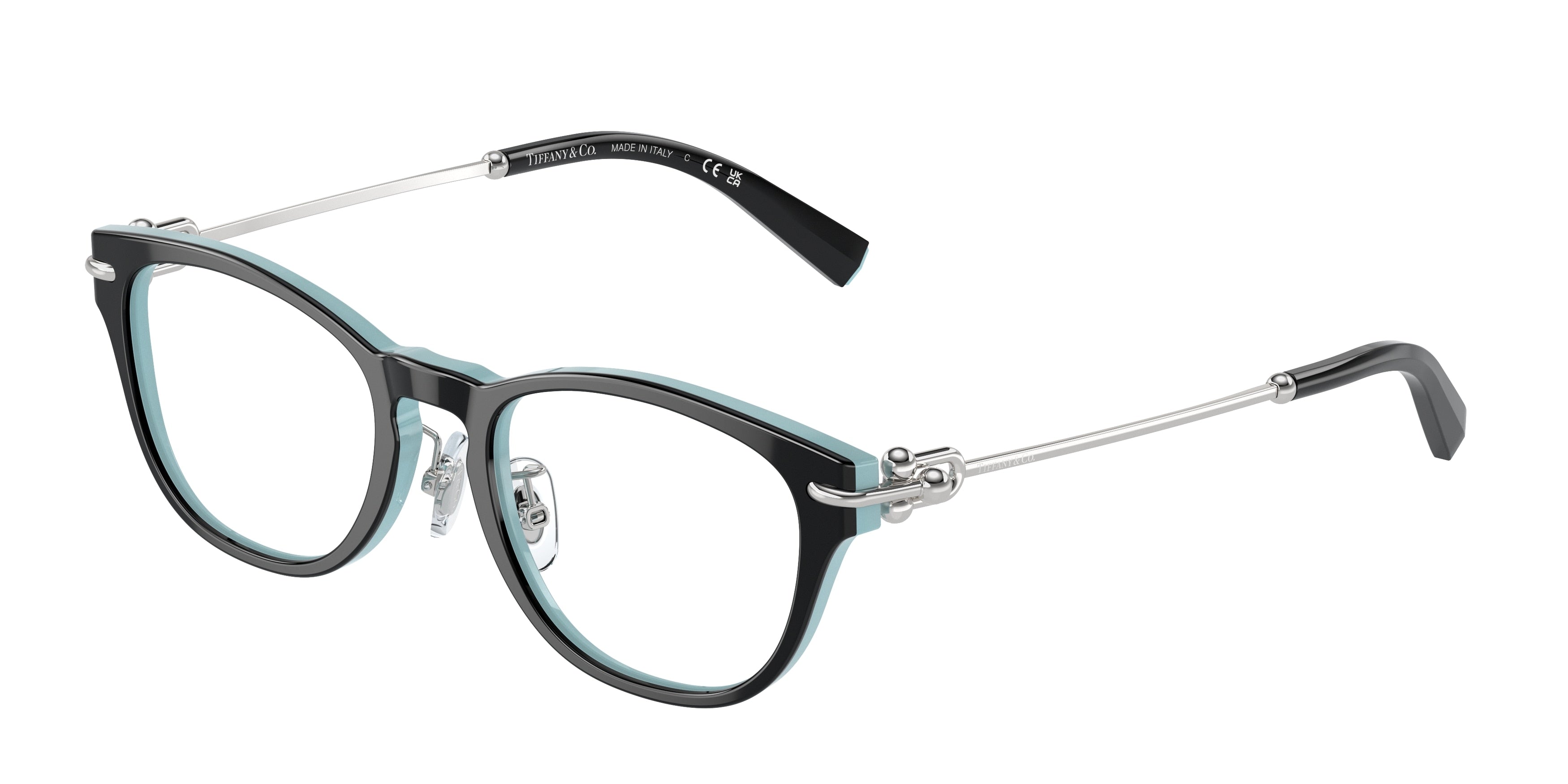 Tiffany TF2237D Pillow Eyeglasses  8055-Black On Tiffany Blue 48-140-18 - Color Map Black