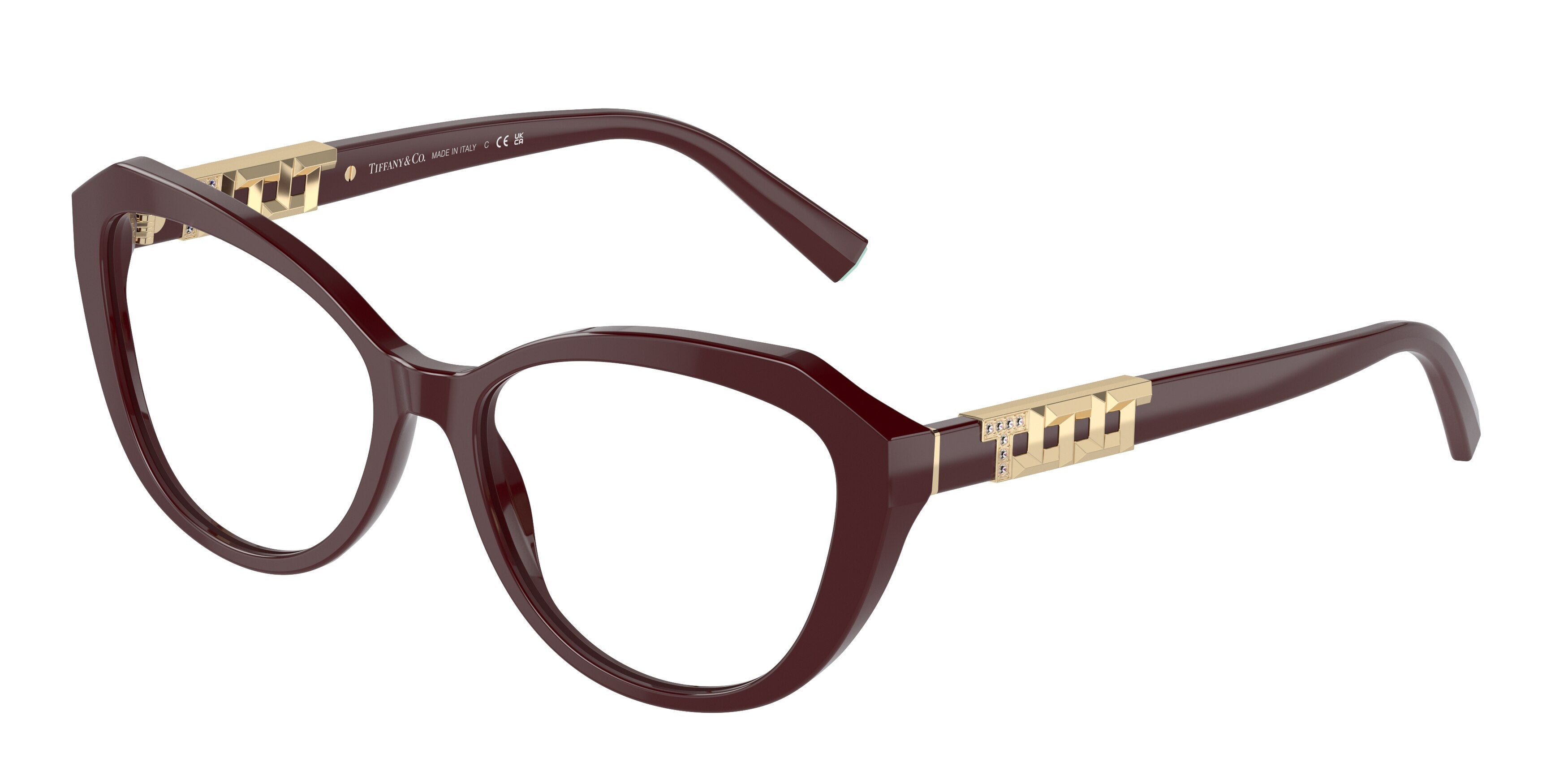 Tiffany TF2241BF Cat Eye Eyeglasses  8389-Burgundy 52-140-16 - Color Map Violet