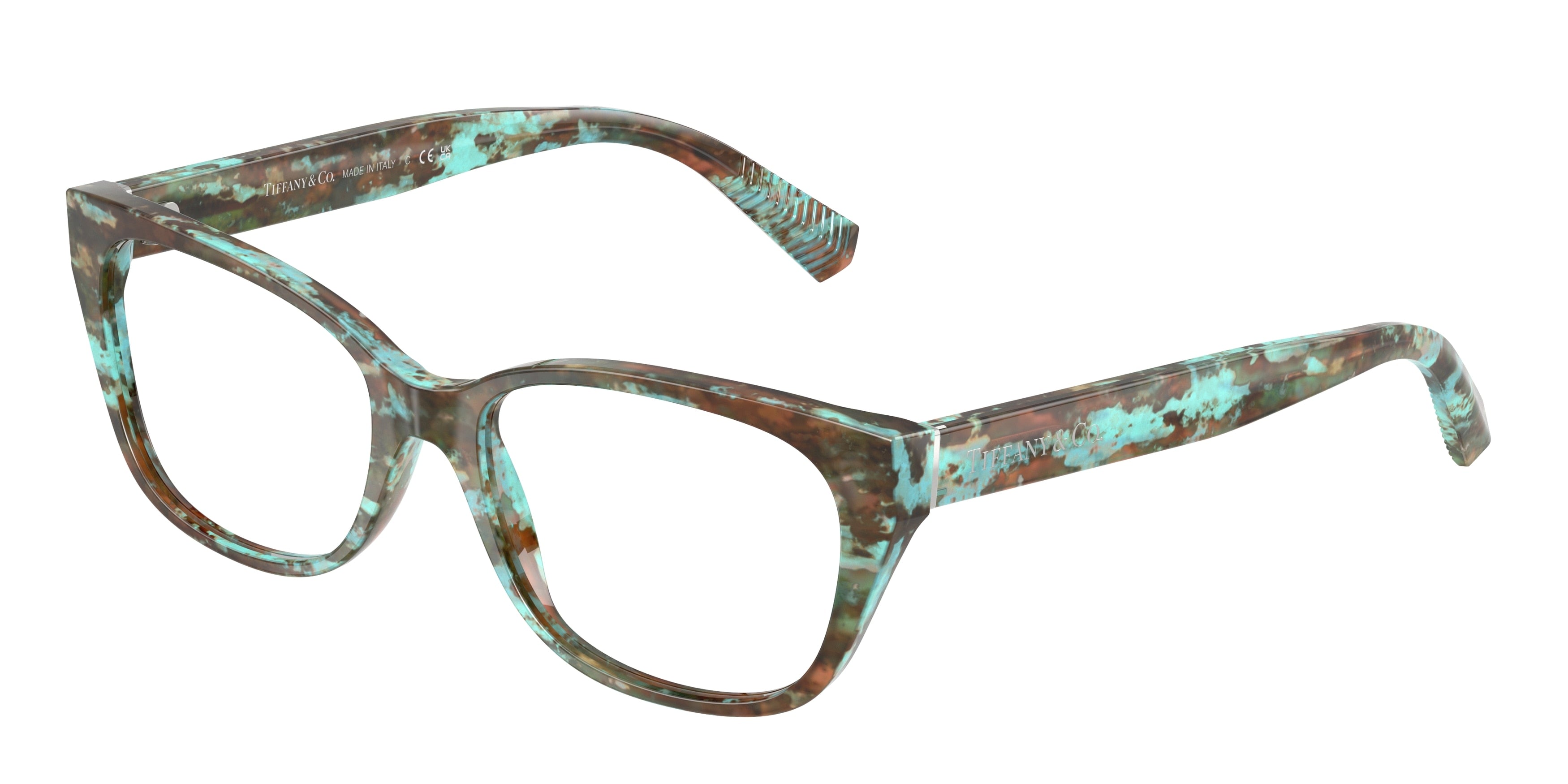 Tiffany TF2261 Pillow Eyeglasses  8422-Havana Tiffany Blue 54-140-17 - Color Map Tortoise