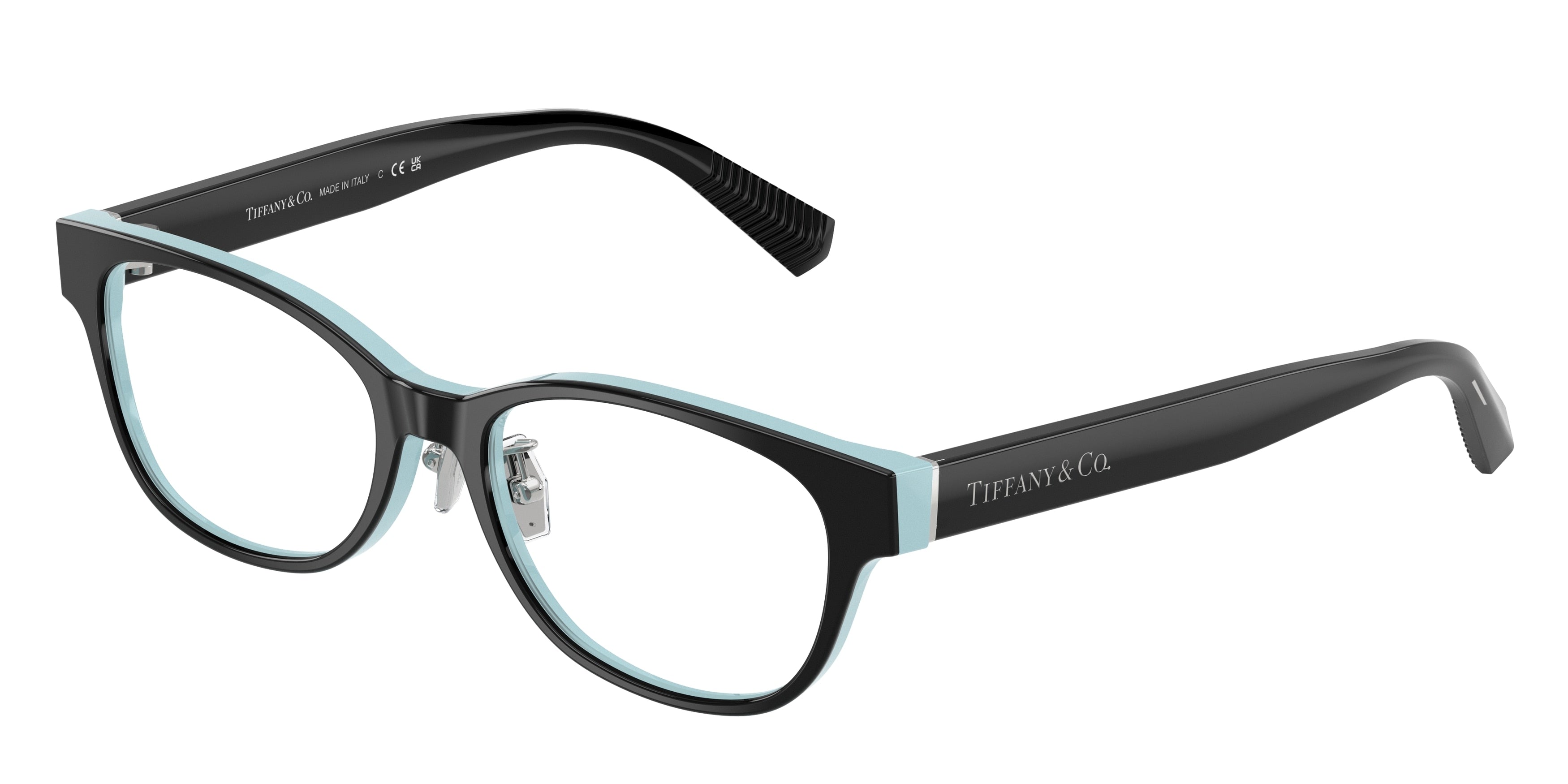Tiffany TF2263D Pillow Eyeglasses  8055-Black On Tiffany Blue 53-140-17 - Color Map Black